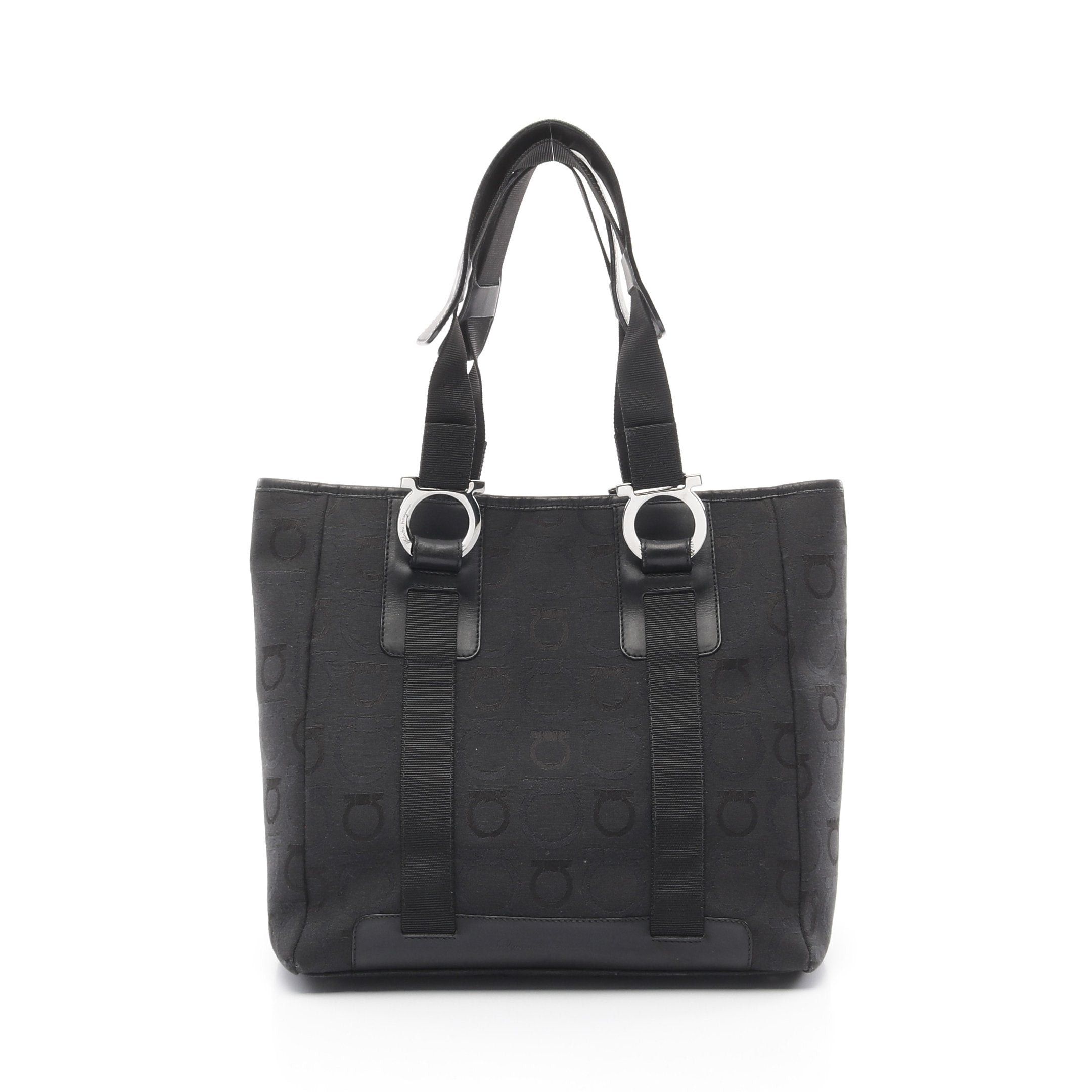 Salvatore Ferragamo Salvatore Ferragamo Gancini Handbag Tote Bag Canvas Leather Black Size ONE SIZE - 1 Thumbnail