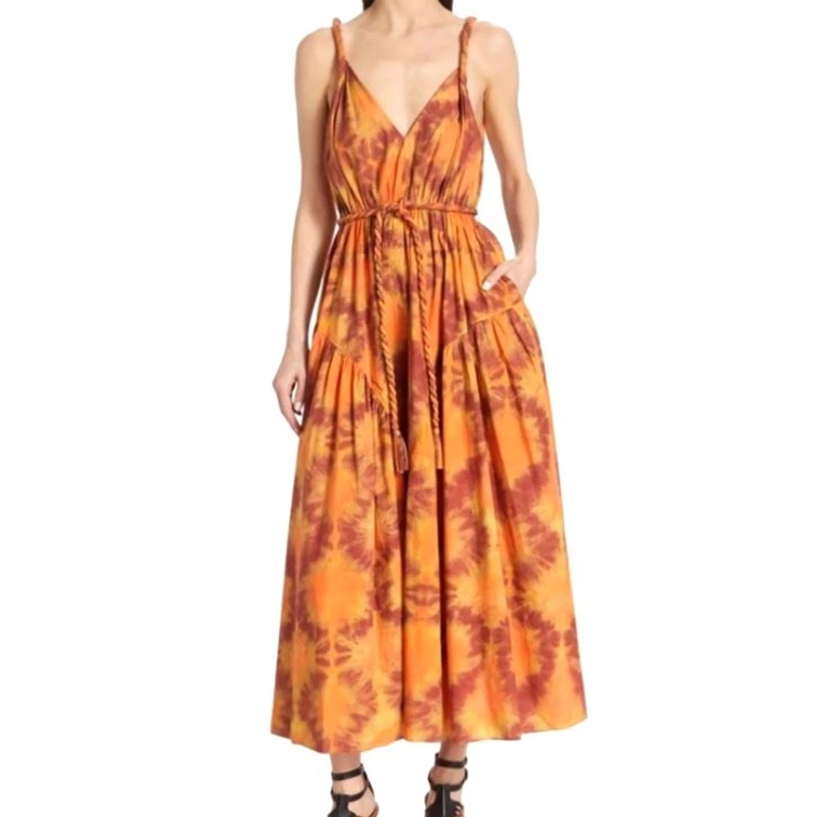 Ulla Johnson Ulla Johnson Valentina tie-dye Midi Dress SIZE 6 Women Multicolor A-Line Fit & Flare Midi Party/Cocktail Casual Womens Size M / US 6-8 / IT 42-44 - 2 Thumbnail