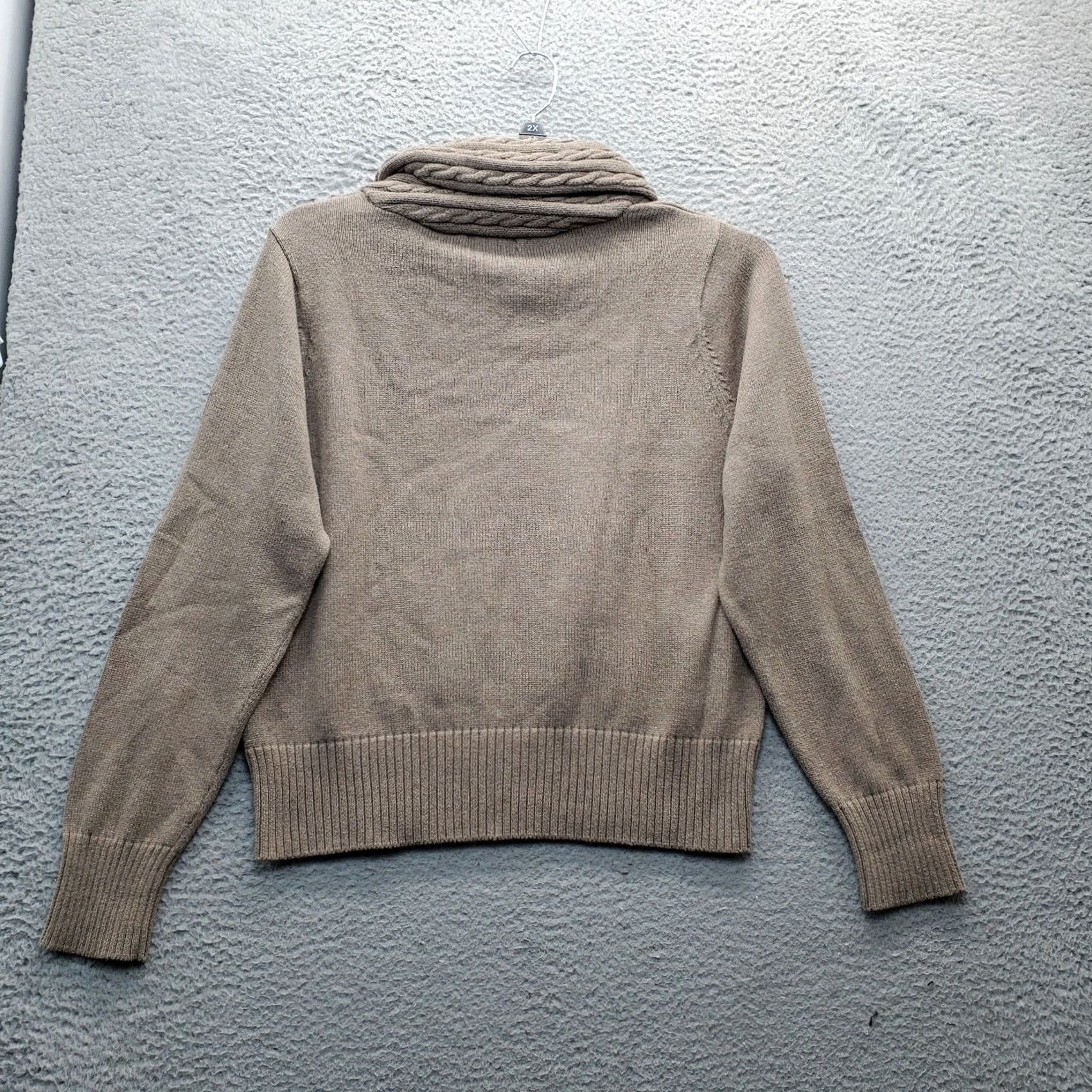 Vintage Jeanne Pierre Mens XL Brown Knitted Long Sleeve Shawl Collar Pullover Sweater Size US XL / EU 56 / 4 - 2 Thumbnail