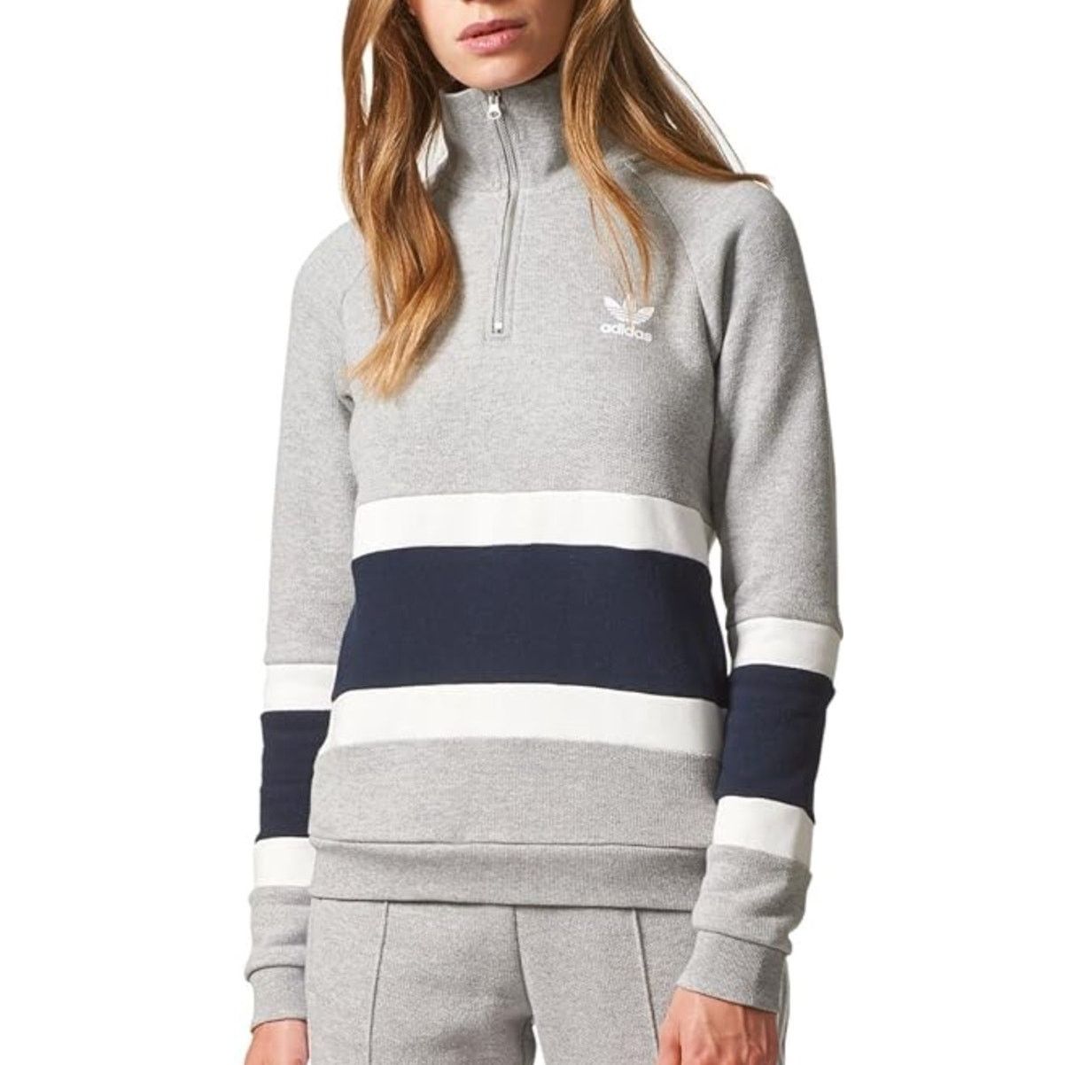 Adidas Adidas Originals Sudadera Trefoil Gray Half Zip Pullover XS Size XS / US 0-2 / IT 36-38 - 1 Thumbnail