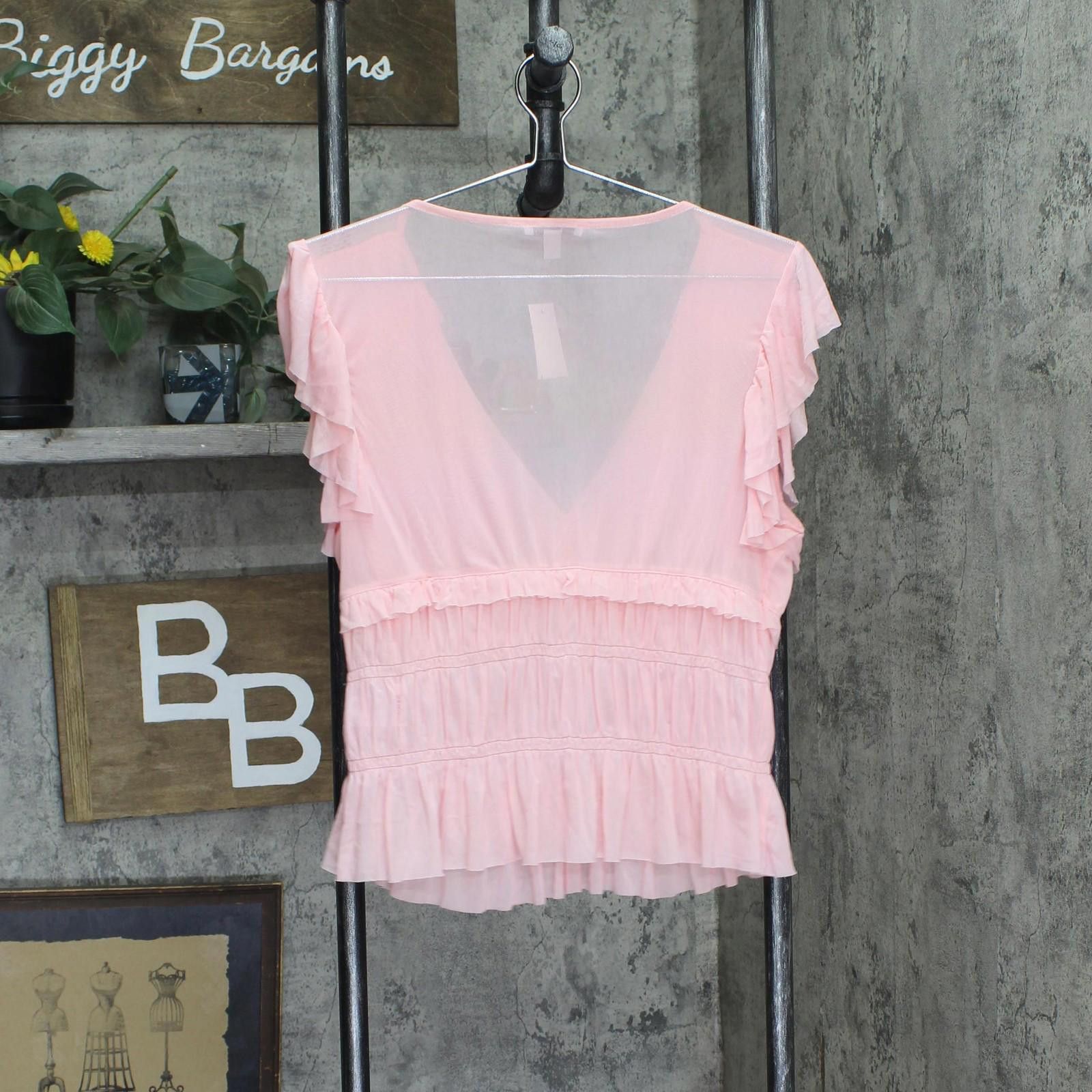 Bar III Nwt Bar Iii Womens Mesh Flutter-sleeve Top Cupid Blush Xl Size XL / US 12-14 / IT 48-50 - 2 Thumbnail