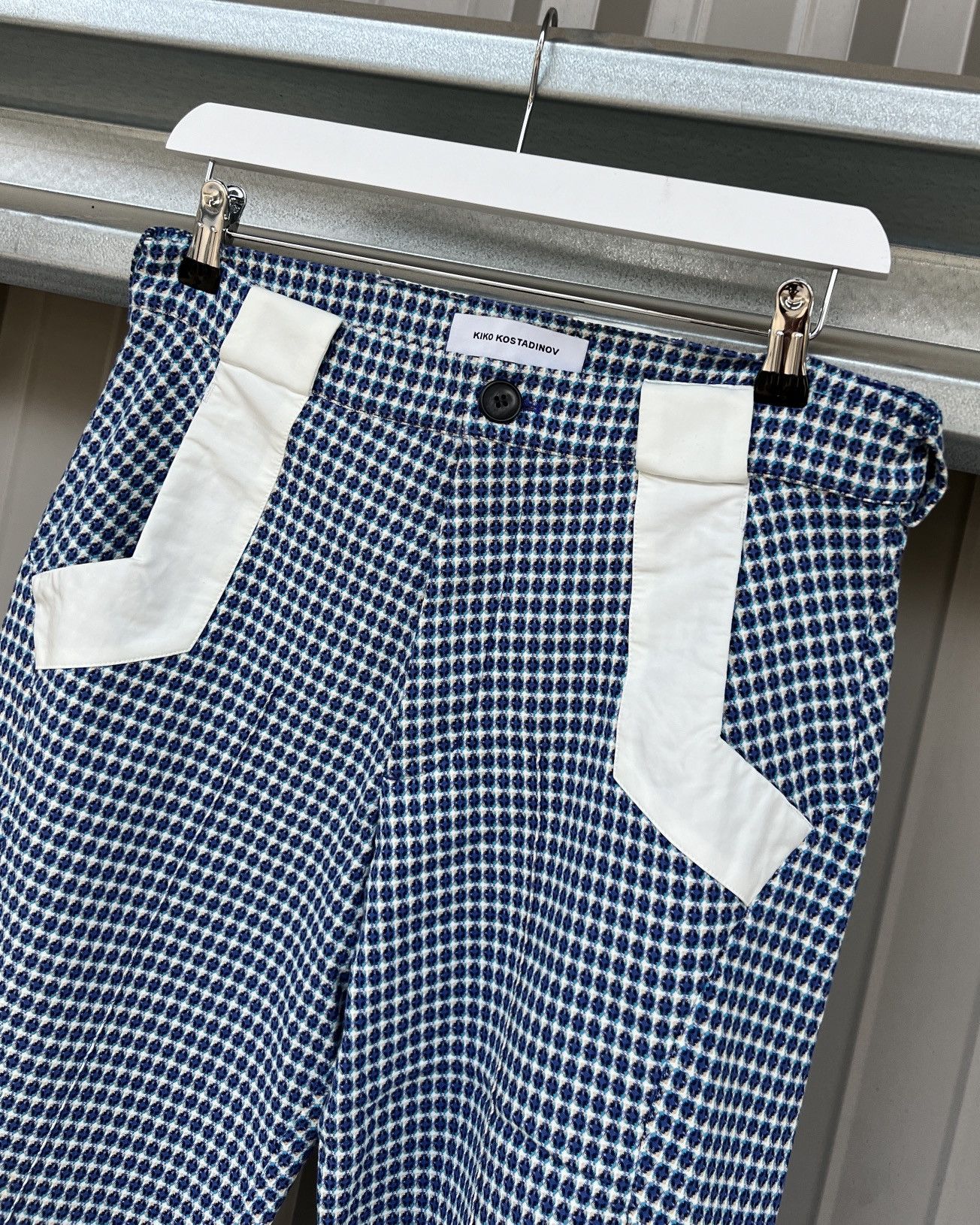 Kiko Kostadinov 00082020 Tulcea Cobalt Orb Check Darted Pants Size US 30 / EU 46 - 5 Thumbnail