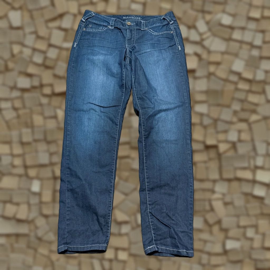 Vintage Maurices Jeans Women's 14 Short Blue Denim Straight Leg Dark Wash, 5-Pocket Size 36" / US 14 / IT 50 - 1 Thumbnail