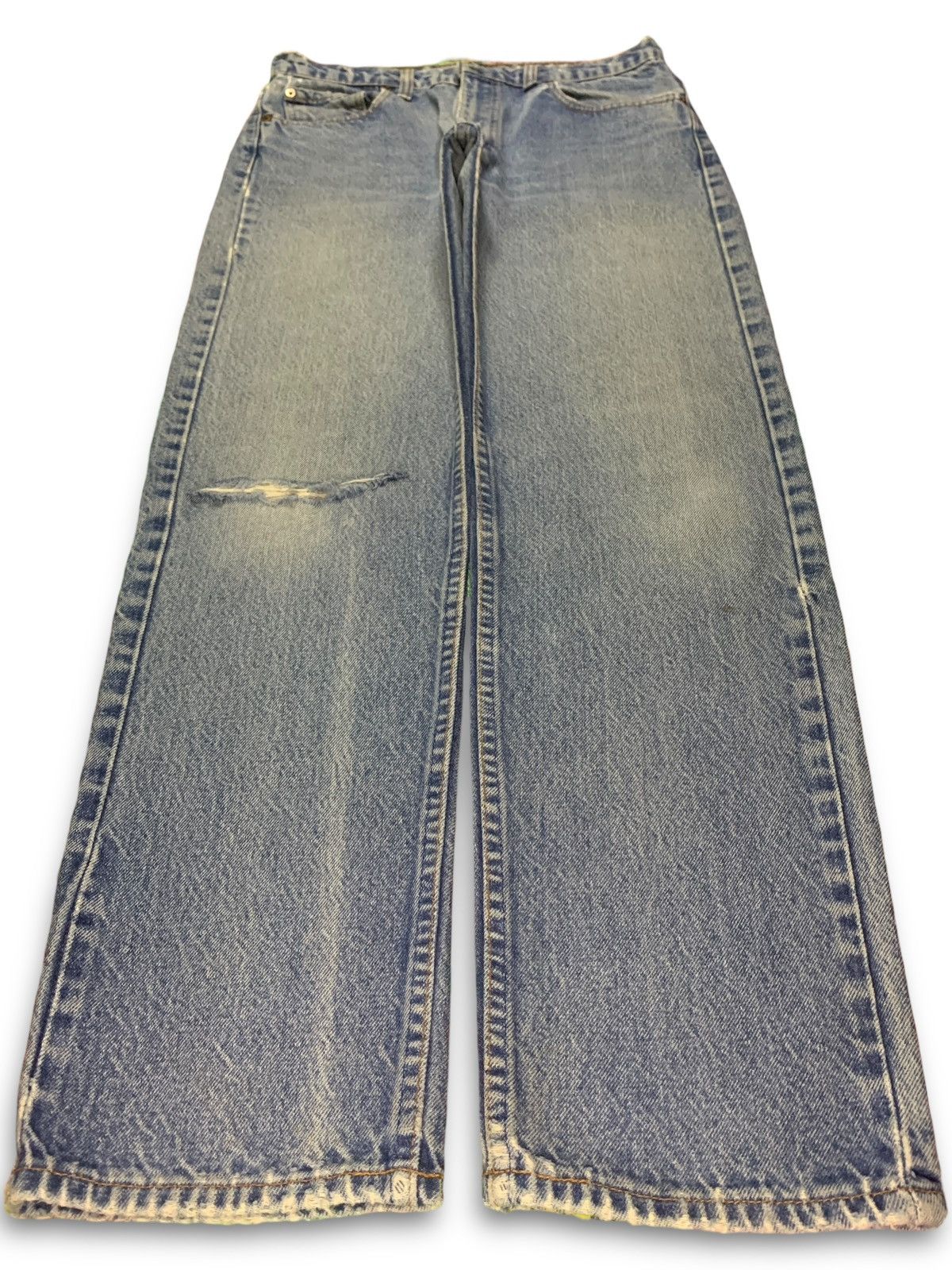 Levi's × Levi's Vintage Clothing Vintage 90s Levis 505 Blue Wash Distressed Ripped Jeans Size US 33 - 1 Thumbnail