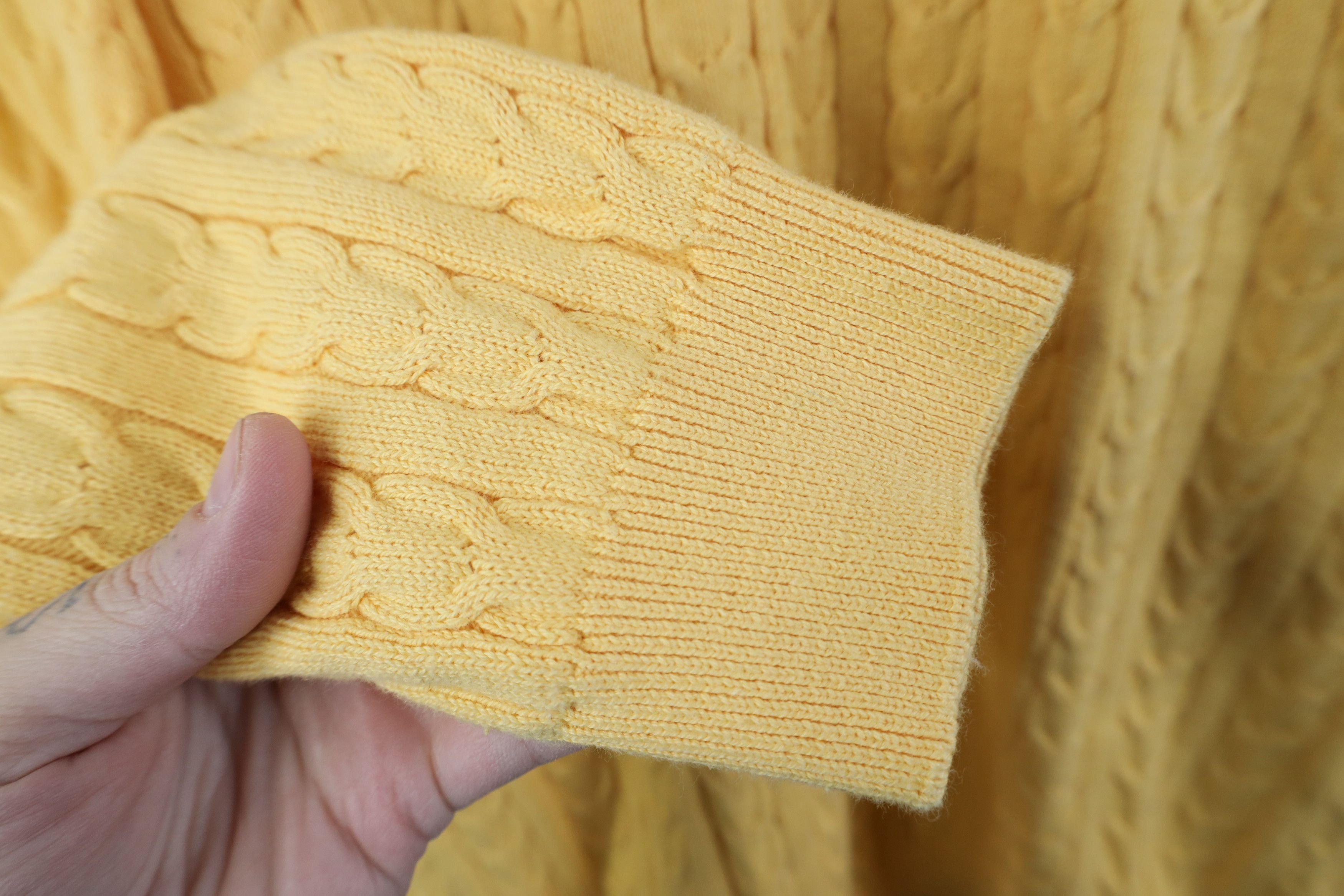Vintage Vintage 90s Streetwear Chunky Cable Knit Sweater Yellow Size US M / EU 48-50 / 2 - 6 Thumbnail