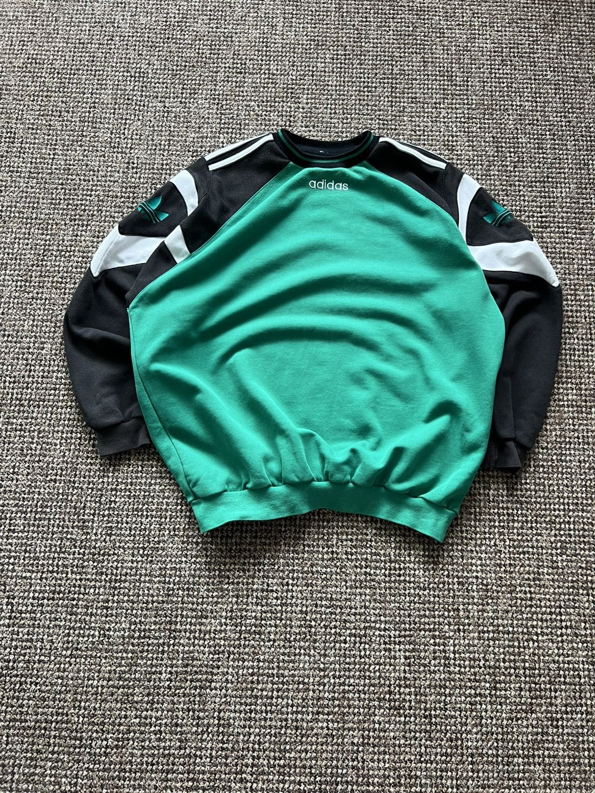 Adidas Adidas Rare Archive Panel Crewneck Y2K Vintage Green Black Size US XL / EU 56 / 4 - 4 Thumbnail