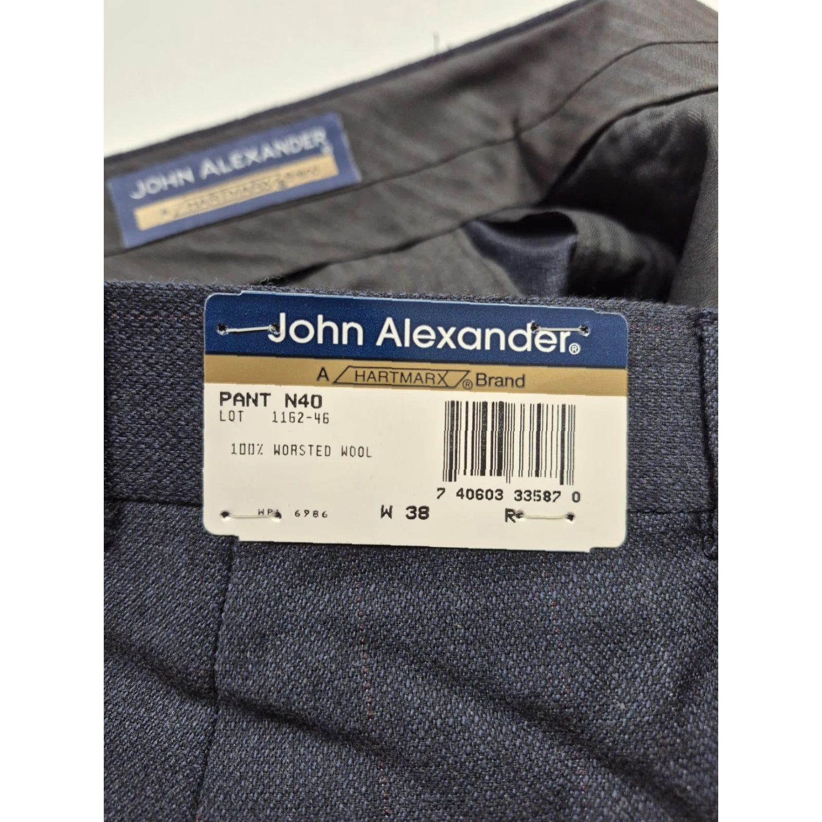 Vintage VTG John Alexander Dress Pants Mens 38x36 Blue Wool Pleated Straight Unhemmed Size US 38 / EU 54 - 4 Thumbnail
