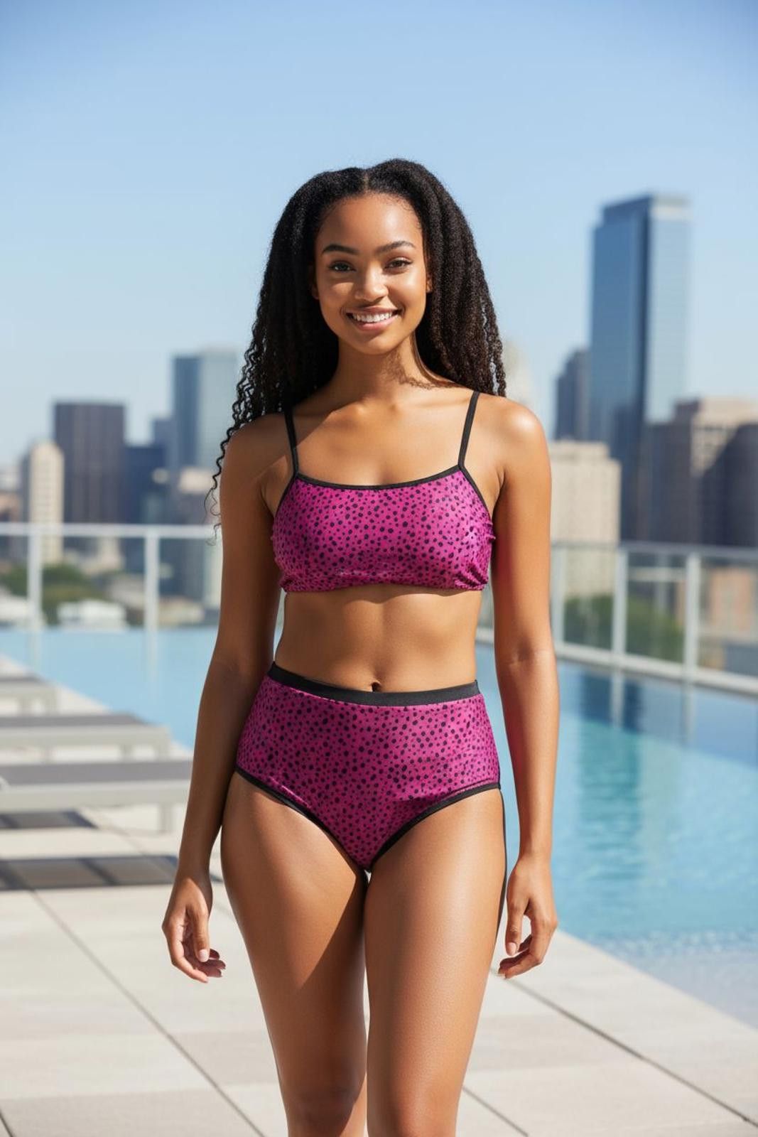 Designer All in Motion 2-Piece High-Waist Bikini Set - Purple w Black Size ONE SIZE - 1 Thumbnail