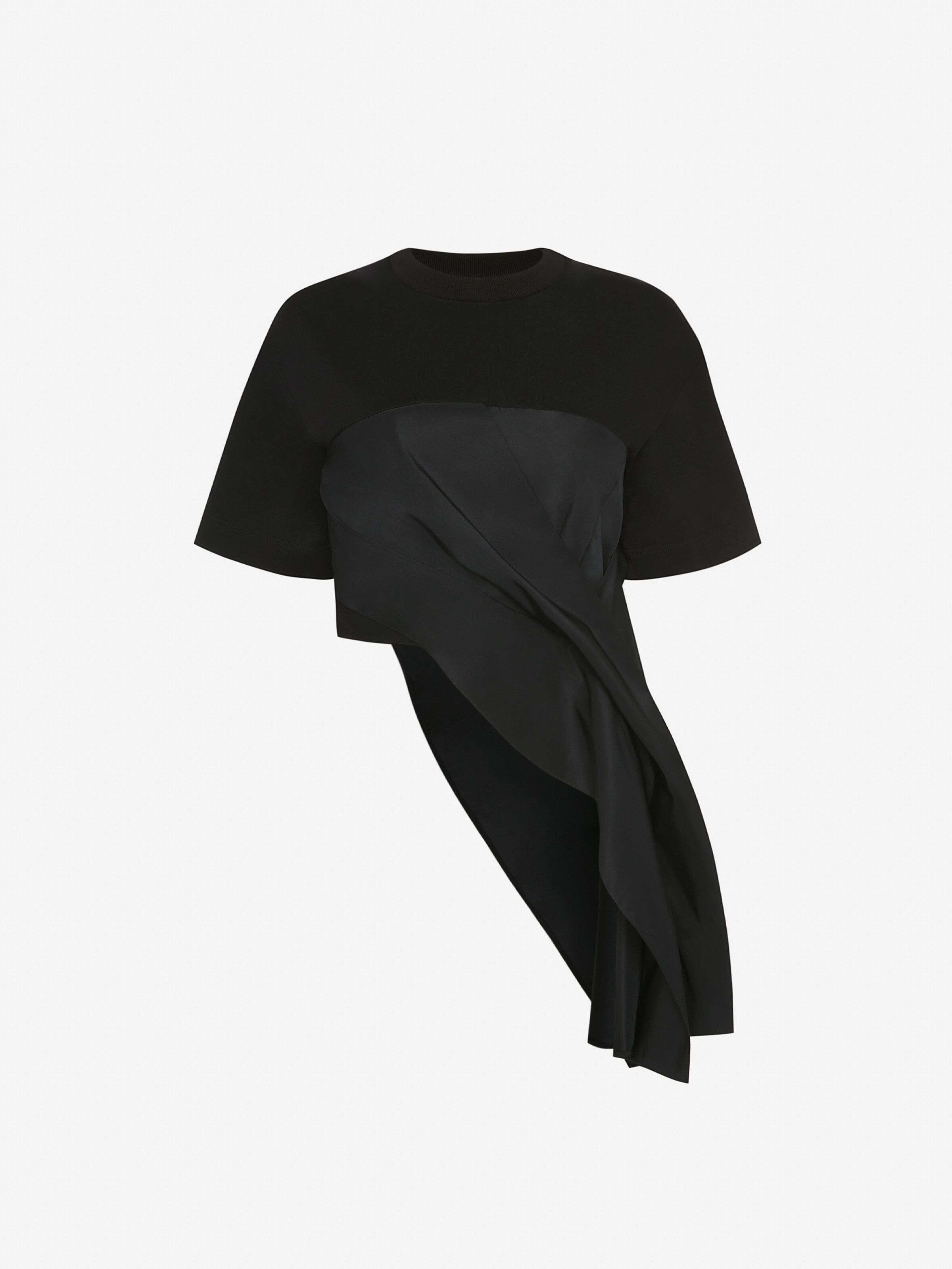 Alexander McQueen Women's Hybrid Drape T-shirt In Black Size S / US 4 / IT 40 - 3 Thumbnail