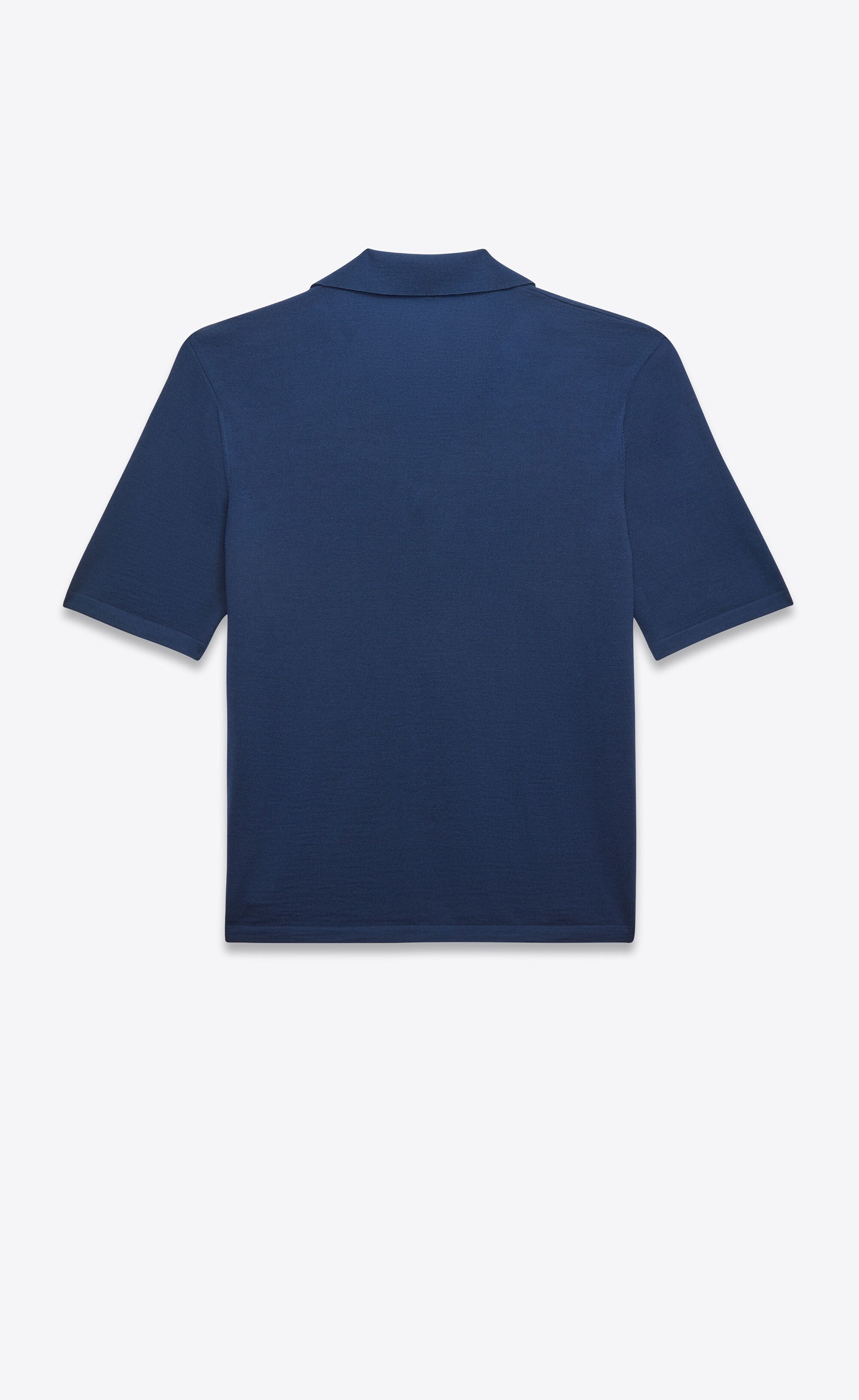 Saint Laurent Paris o1s1wg111224 735155 Polo Shirt in Wool in Blue Size US L / EU 52-54 / 3 - 2 Thumbnail