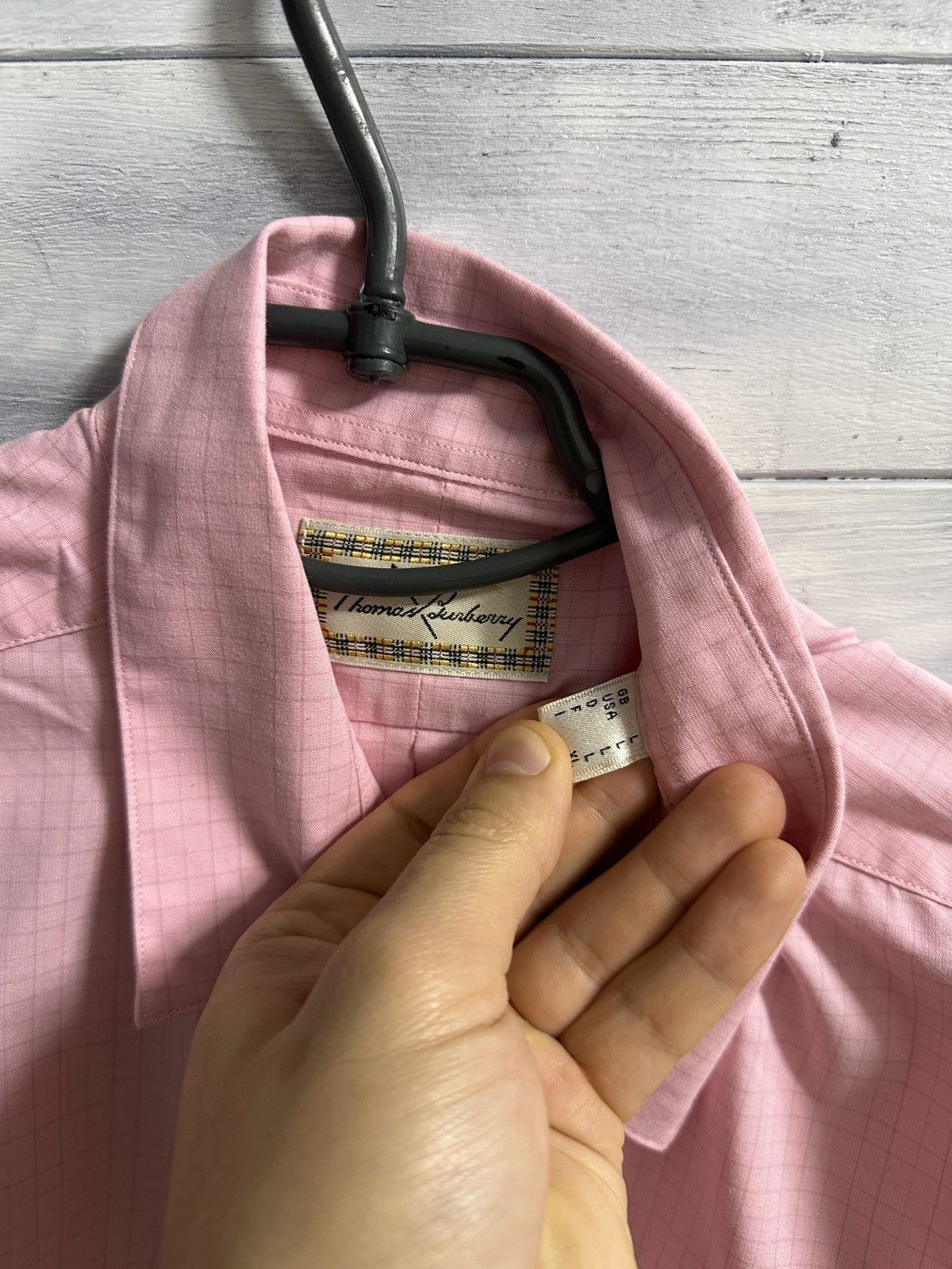 Burberry Rare Luxury Shirt Thomas Burberry Pink Vintage Size L Size US L / EU 52-54 / 3 - 7 Thumbnail
