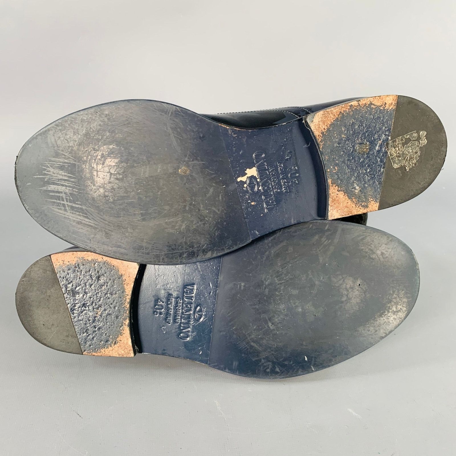 Valentino Size 7.5 Navy Embossed Stars Leather Oxford Lace-Up Shoes Size US 7.5 / EU 40-41 - 6 Thumbnail