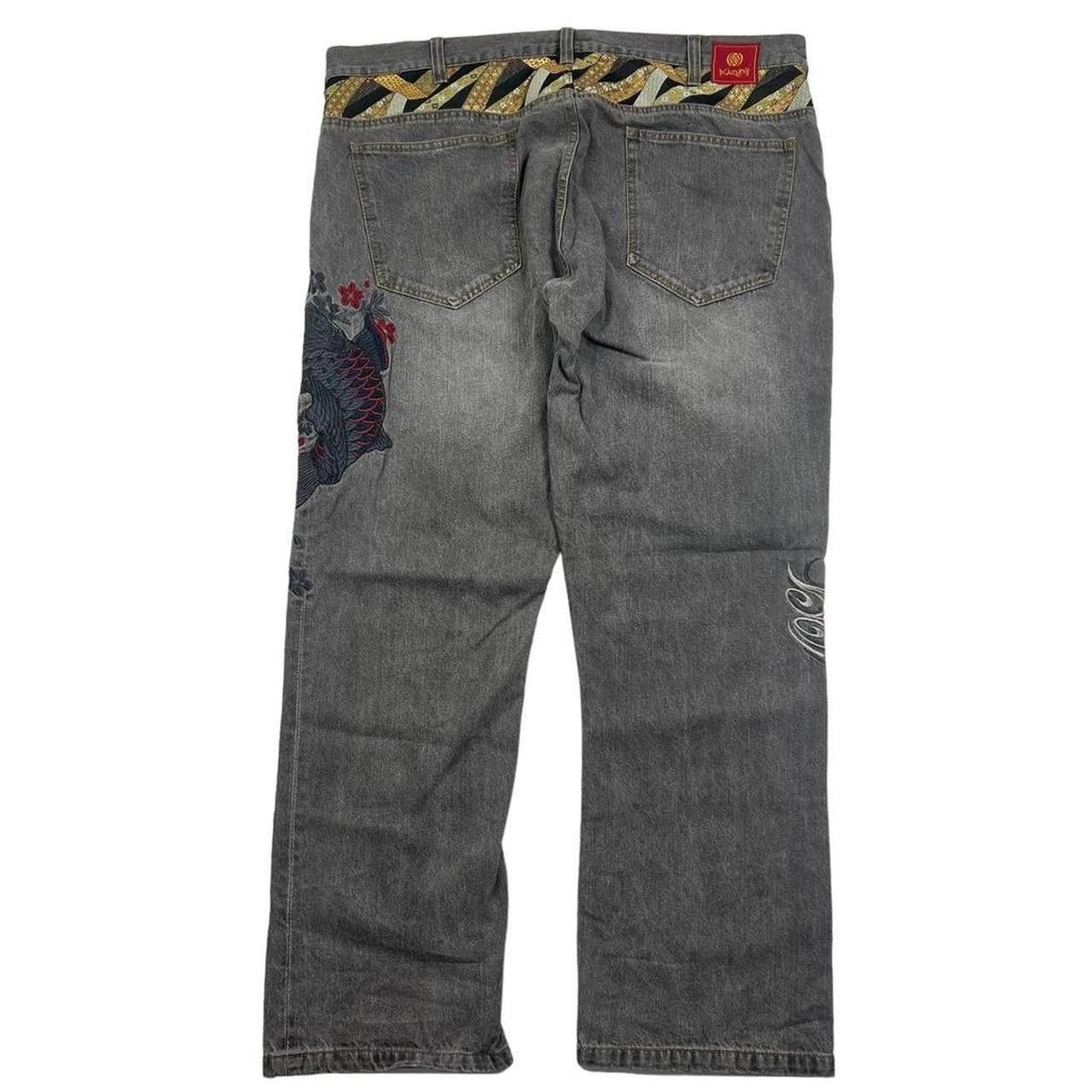 Japanese Brand Vintage Embroidered Koi Fish Japanese Denim Jeans Waist 42” Size US 42 / EU 58 - 6 Thumbnail