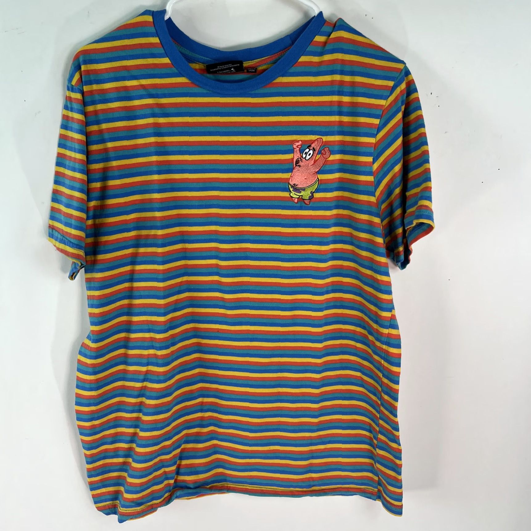 Nickelodeon Nickelodeon Mens Sponge Bob Striped Short Sleeves Crew Neck Blue T Shirt Size L Size US L / EU 52-54 / 3 - 2 Thumbnail