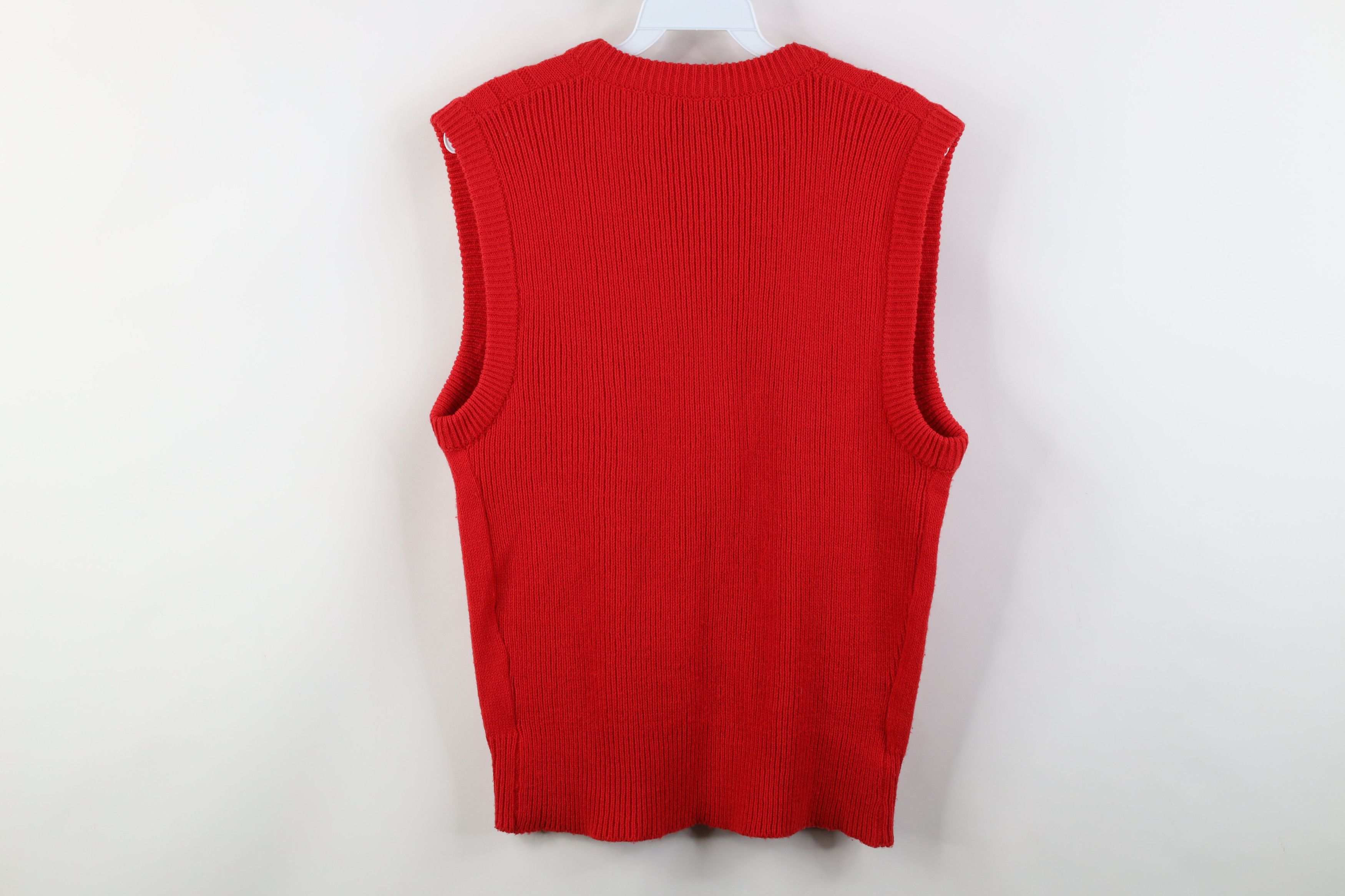 Vintage Vintage 60s 70s Streetwear Cable Knit Sweater Vest Red Size US M / EU 48-50 / 2 - 6 Thumbnail