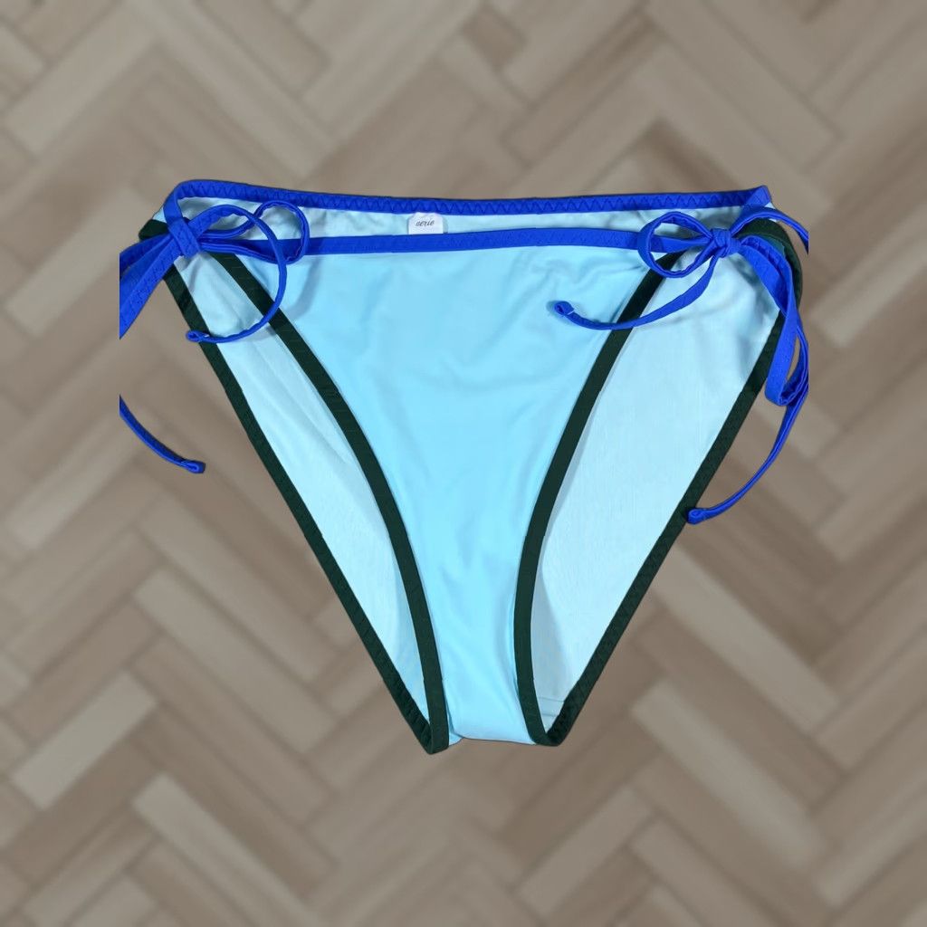 Vintage Aerie Women’s Bikini Bottom Swim Blue Side String Ties Swimsuit XL Size 40" / US 18 - 1 Thumbnail