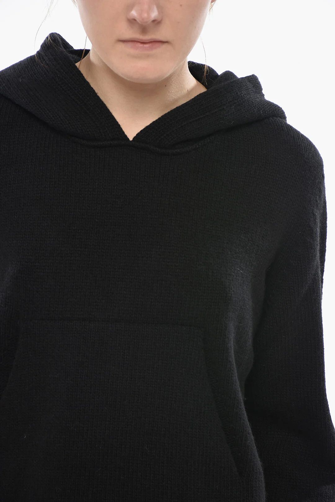 Palm Angels og1mm0326 Wool-Blend Knit Hooded Sweater in Black Size L / US 10 / IT 46 - 3 Thumbnail