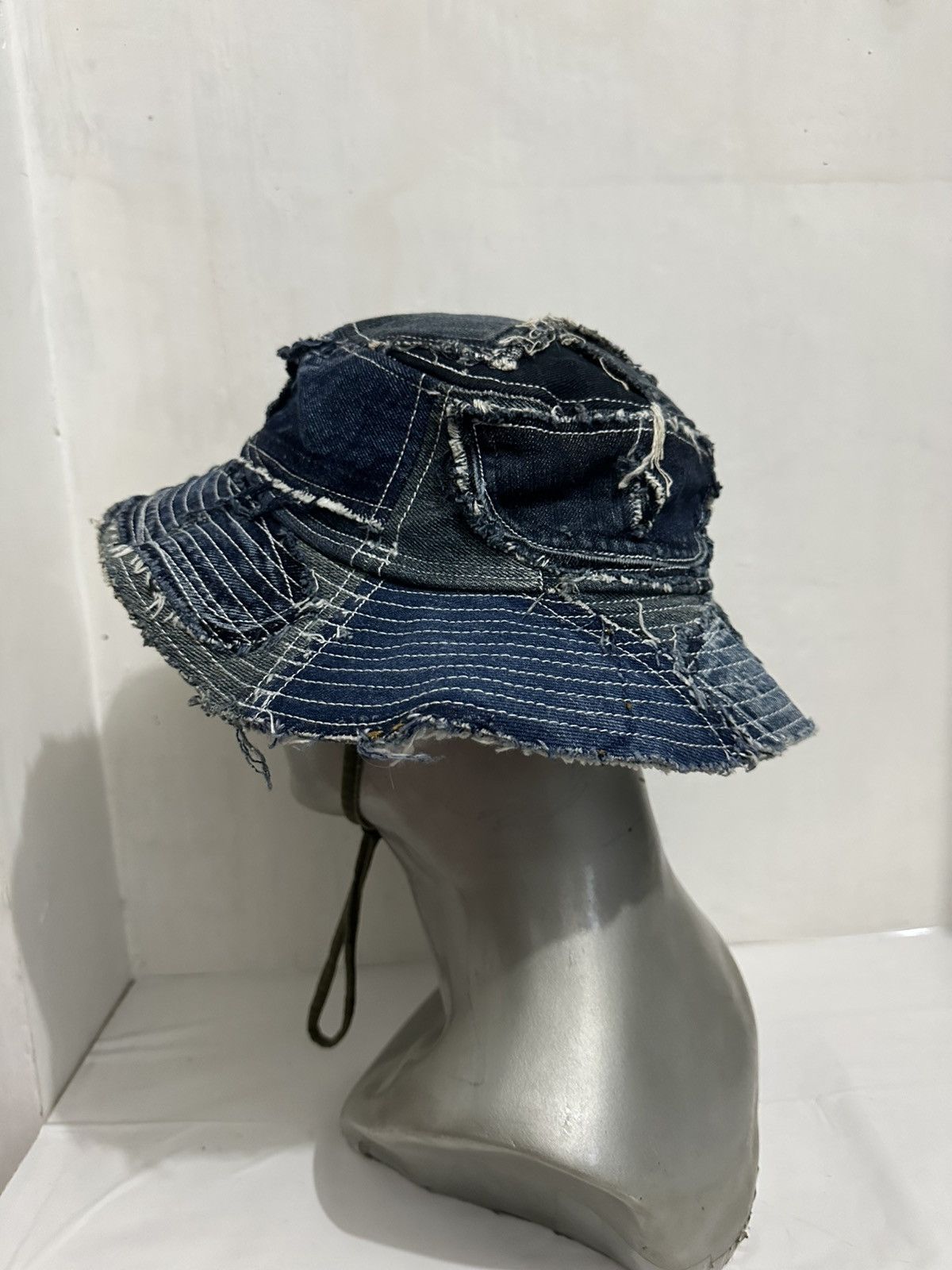 Art Comes First Beautifull Custom Made Patchwork Denim Bucket Hats Size ONE SIZE - 4 Thumbnail