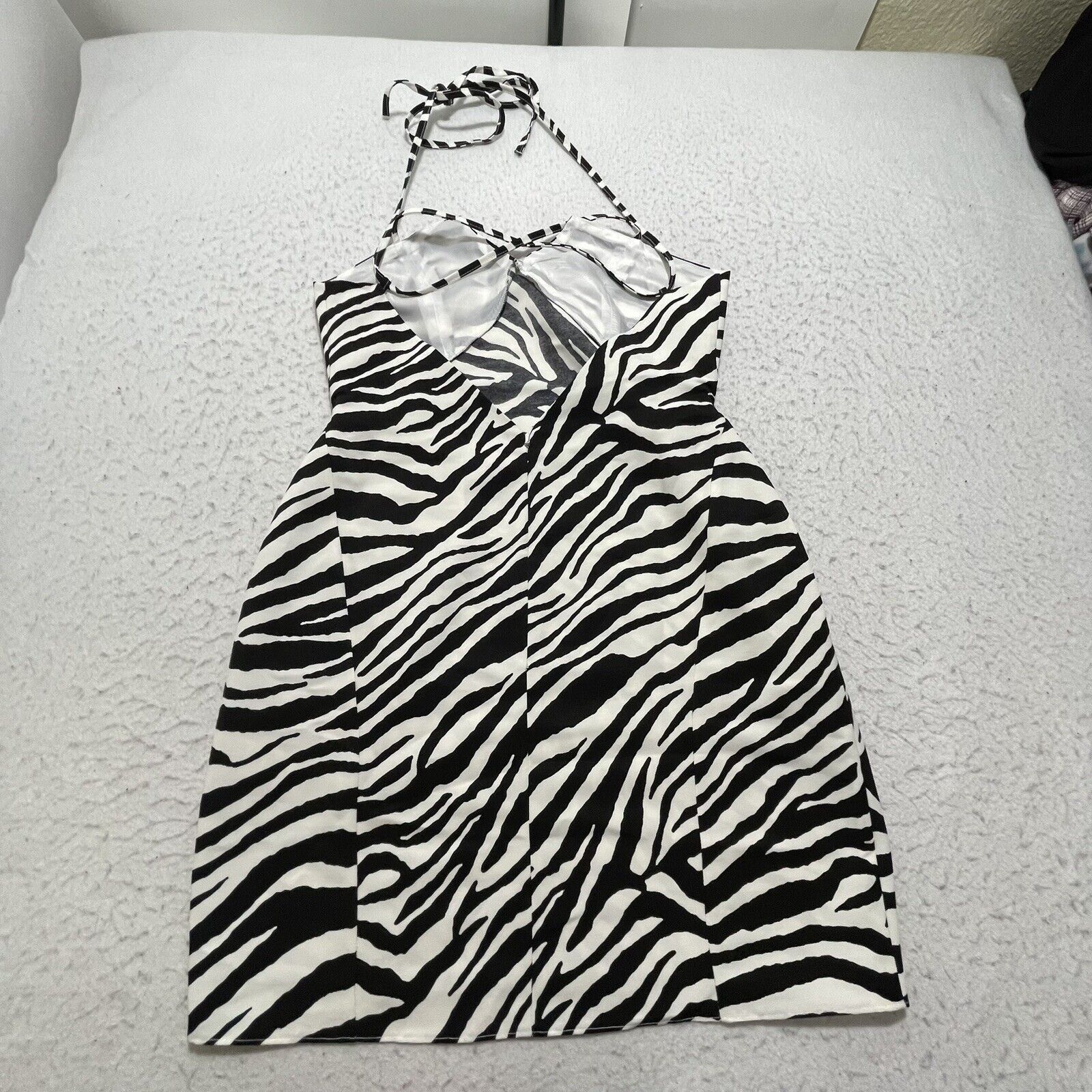 Asos ASOS Black White Zebra Structured Mini Dress Square Neck Size M / US 6-8 / IT 42-44 - 7 Thumbnail