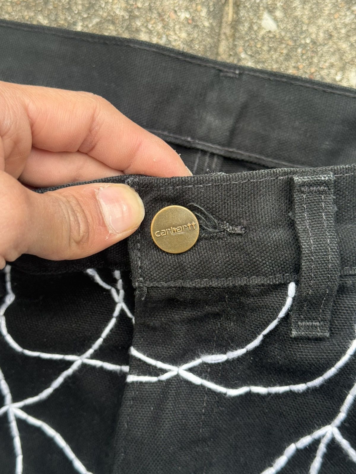 Carhartt Custom Rework Carhartt Black Jeans - Embroidered Spider Web Size US 28 / EU 44 - 8 Thumbnail