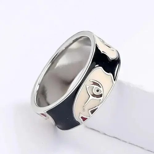 Japanese Brand × Jewelry × Vintage Creative Handmade Irregular Half Face Enamel Heart Ring Size ONE SIZE - 3 Thumbnail