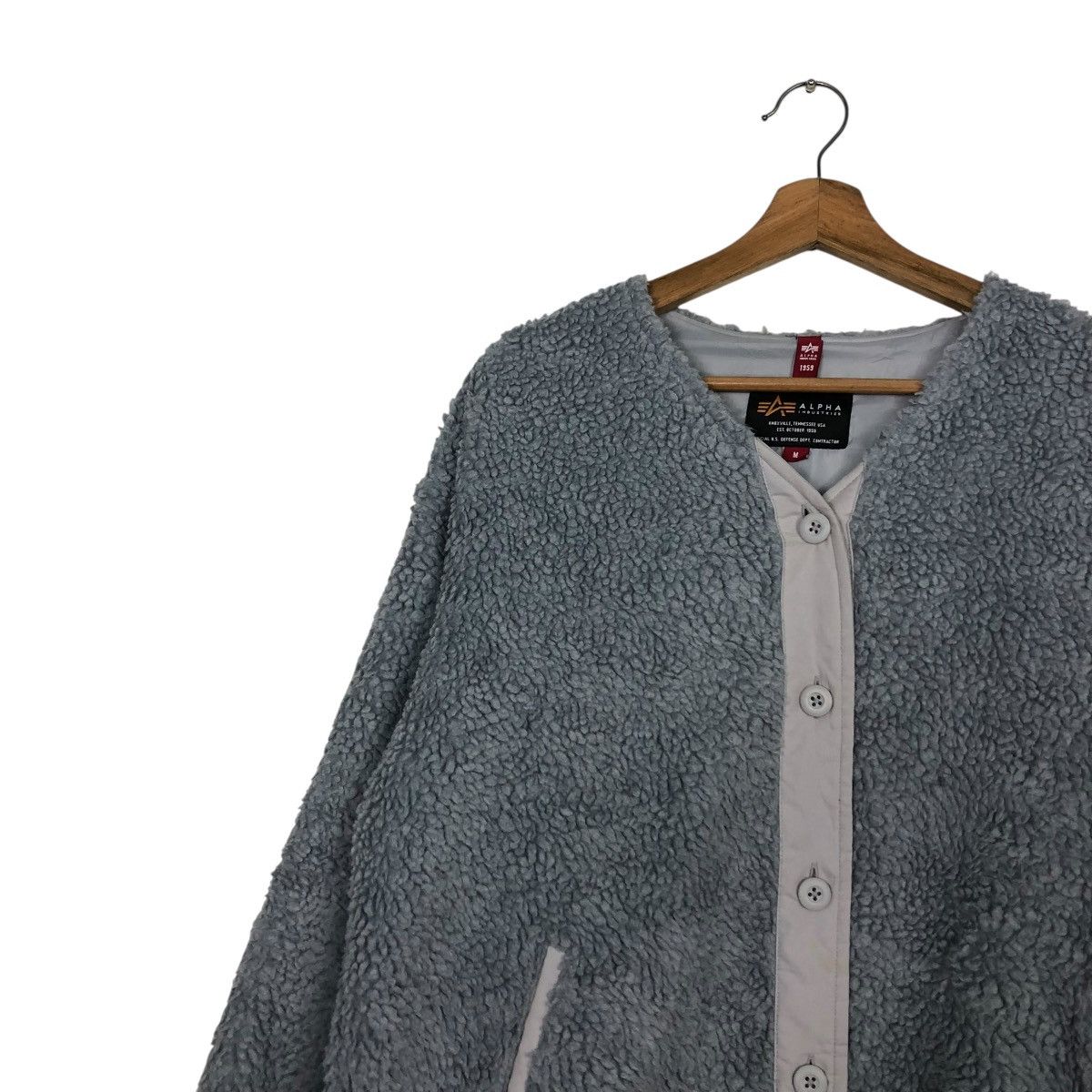 Alpha Industries 🔥VINTAGE DIP PILE FLEECE JACKET BUTTON ALPHA INDUSTRIES Size US M / EU 48-50 / 2 - 9 Thumbnail