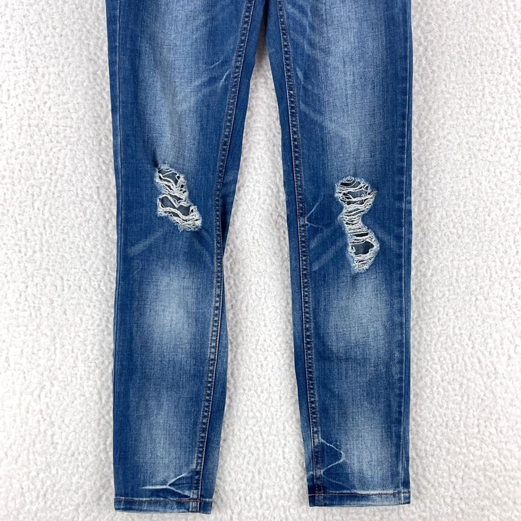 Free People Free People Jeans Womens 26 Blue Denim Low Rise Skinny Distressed Casual Jeans Size 26" / US 2 / IT 38 - 3 Thumbnail