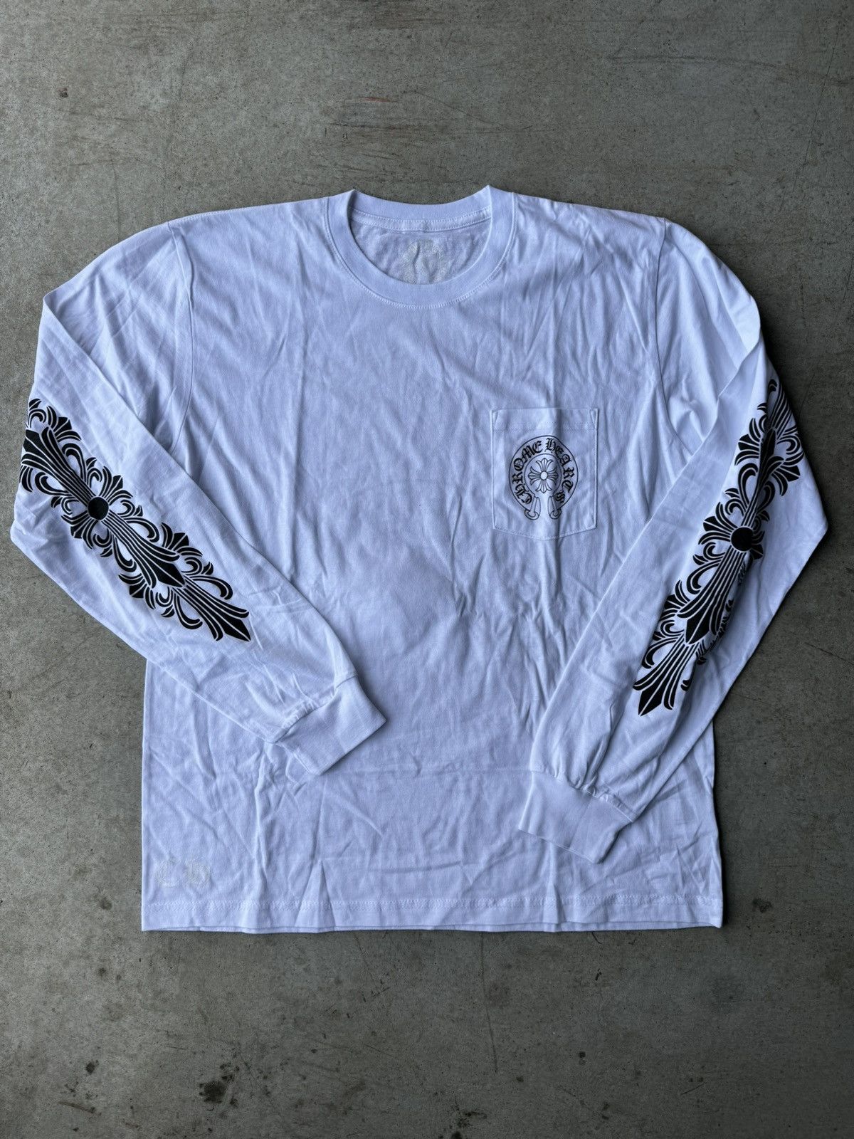 image of Chrome Hearts White Long Sleeve, Hong Kong T-Shirt, Men's (Size XL)