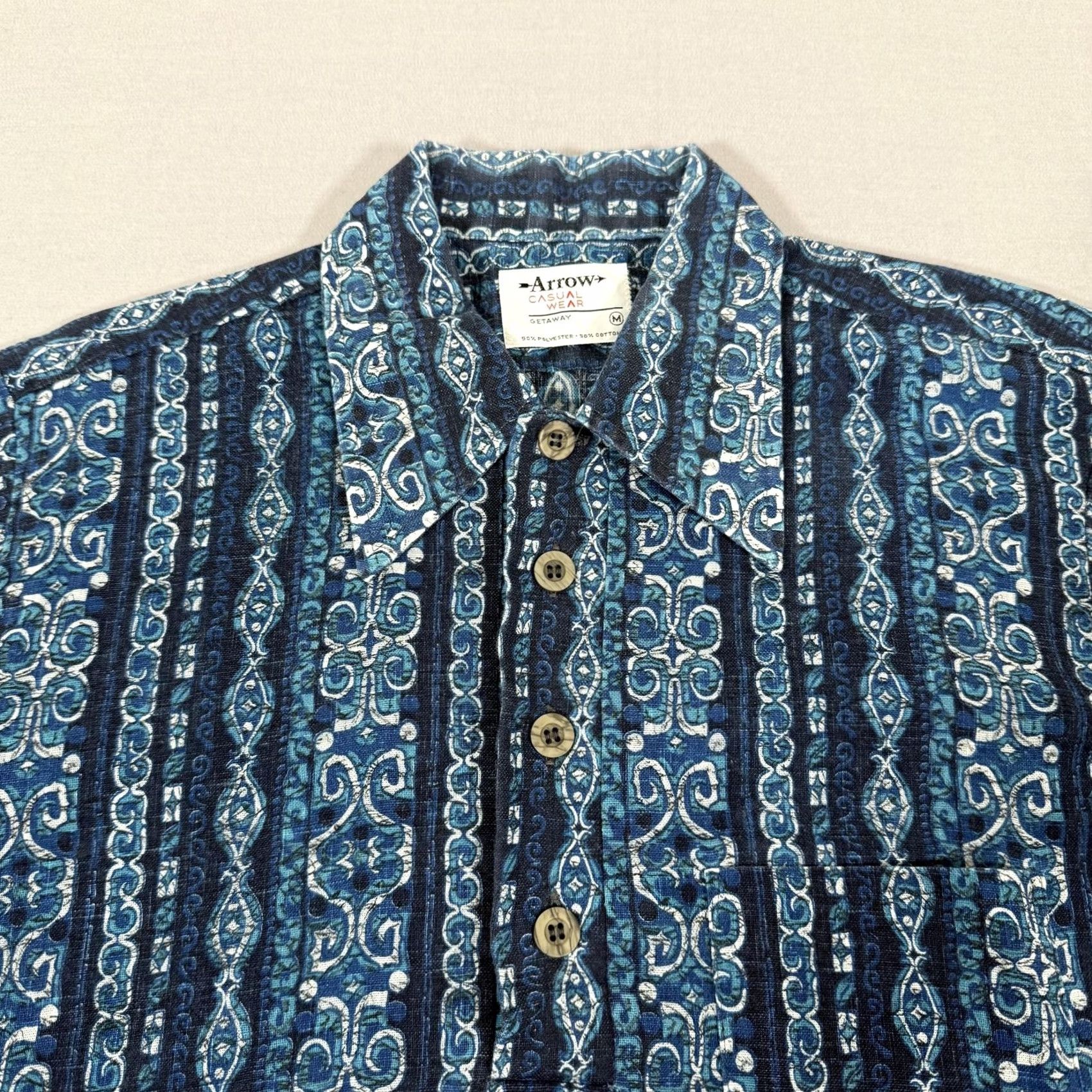 Arrow Vintage Arrow Striped Button-Up Shirt Mens Medium Blue Popover Size US M / EU 48-50 / 2 - 3 Thumbnail