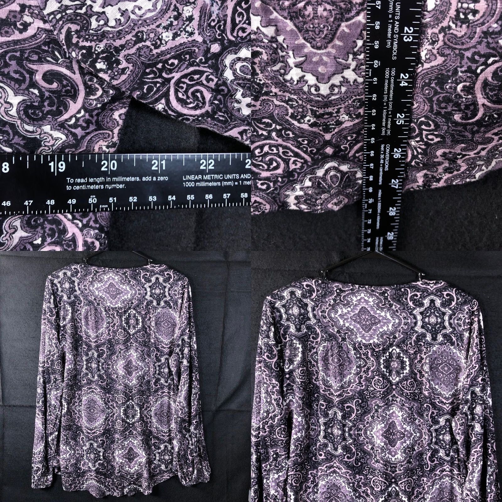 Lucky Brand Lucky Brand Womens Shirt Purple Floral V Neck Front Tie Long Sleeve Large Size L / US 10 / IT 46 - 8 Thumbnail