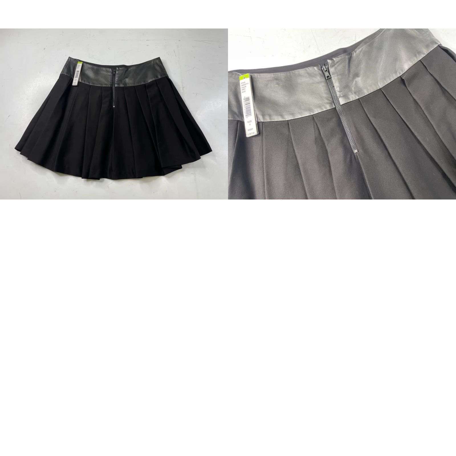 Alice + Olivia NWT Alice Olivia Skirt Womens 4 Black Lamb Leather Pleated Zip Mini 90s Gothic Biker Punk Rock Party/Cocktail Size 27" / US 4 / IT 40 - 8 Thumbnail