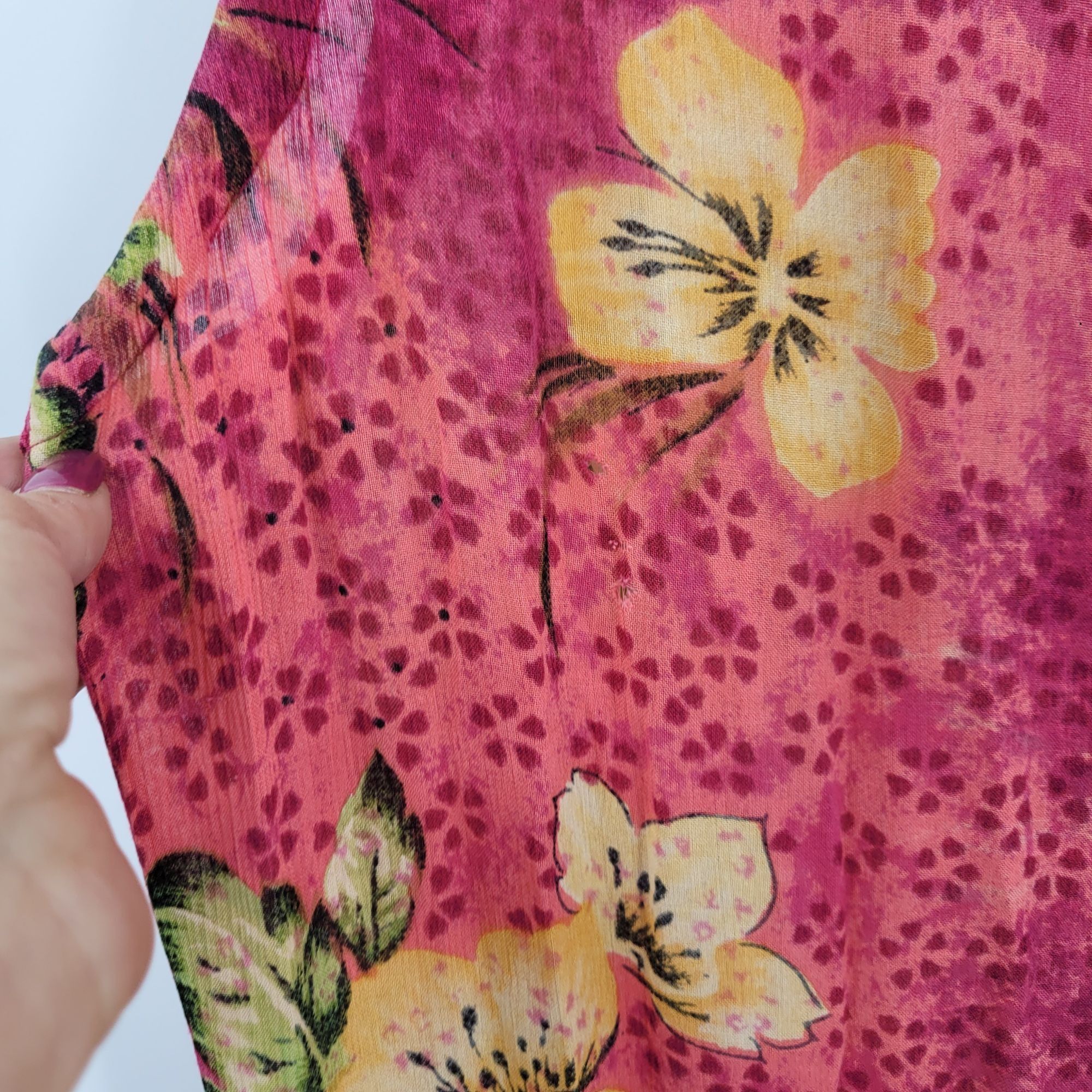 Vintage Vtg BILA Womens Pink Floral Crinkle Drop Waist Maxi Dress Sz Size L / US 10 / IT 46 - 10 Thumbnail