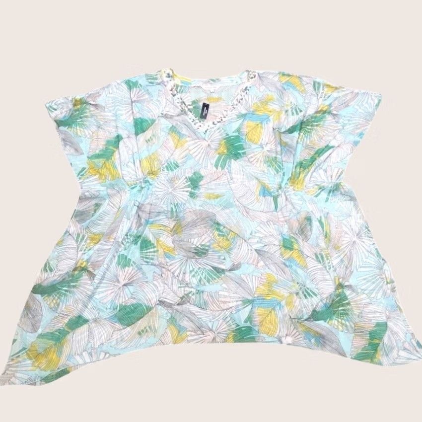 Vintage Debenhams The Collection Kimono Pullover Womens Medium Multicoloured Floral Short Sleeve V-Neck Casual Summer Regular Womens Size M / US 6-8 / IT 42-44 - 1 Thumbnail