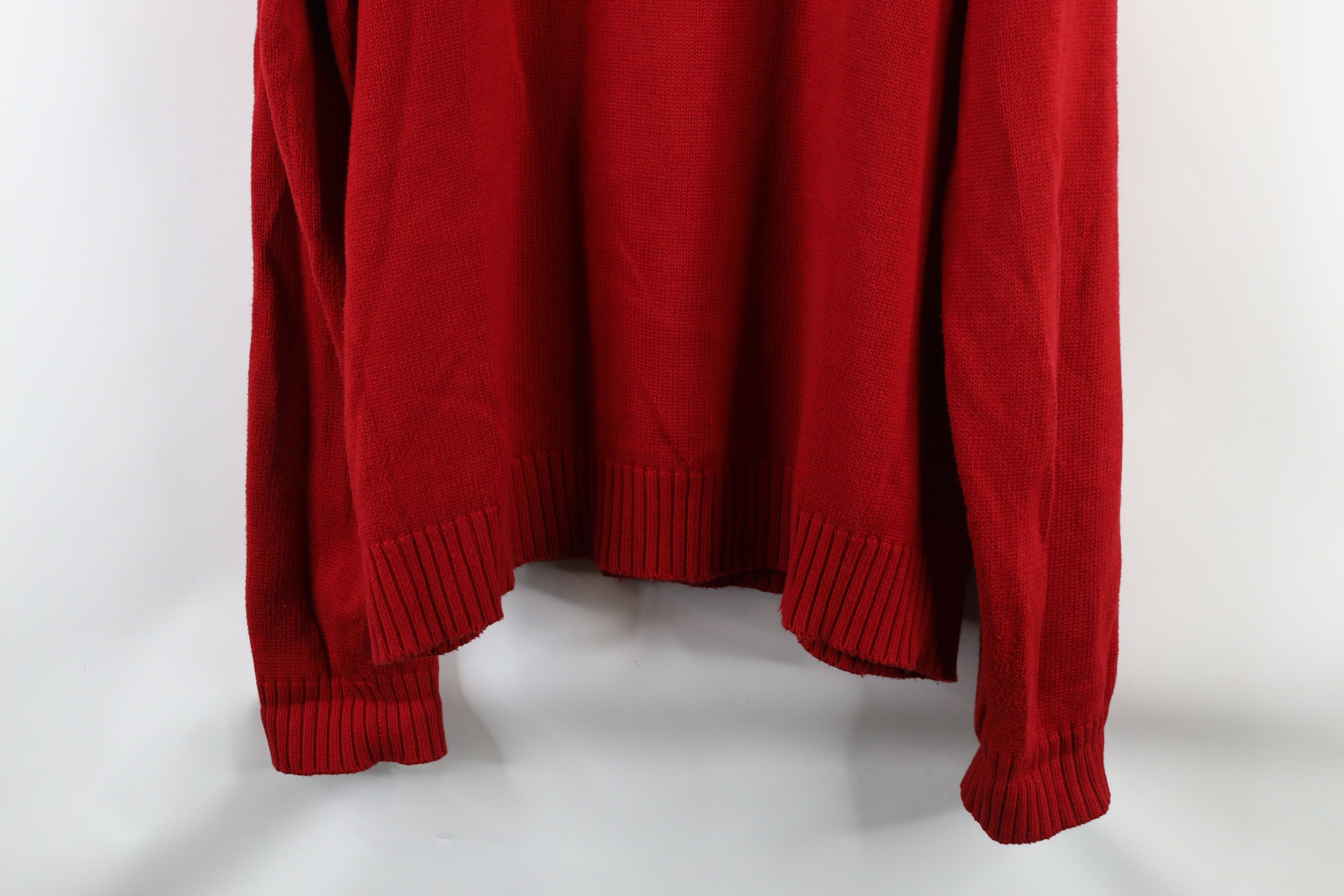 Ralph Lauren × Vintage Vintage 90s Ralph Lauren Ribbed Knit Half Zip Sweater Red Size US XL / EU 56 / 4 - 11 Thumbnail