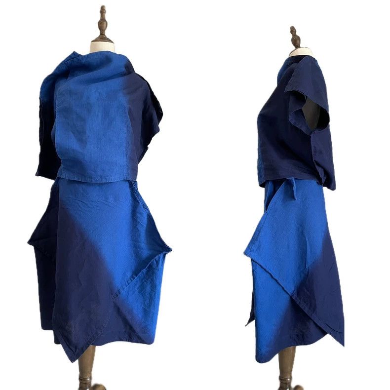 Issey Miyake Issey Miyake size:3 Blue-dyed short-sleeved top Size XS / US 0-2 / IT 36-38 - 1 Thumbnail
