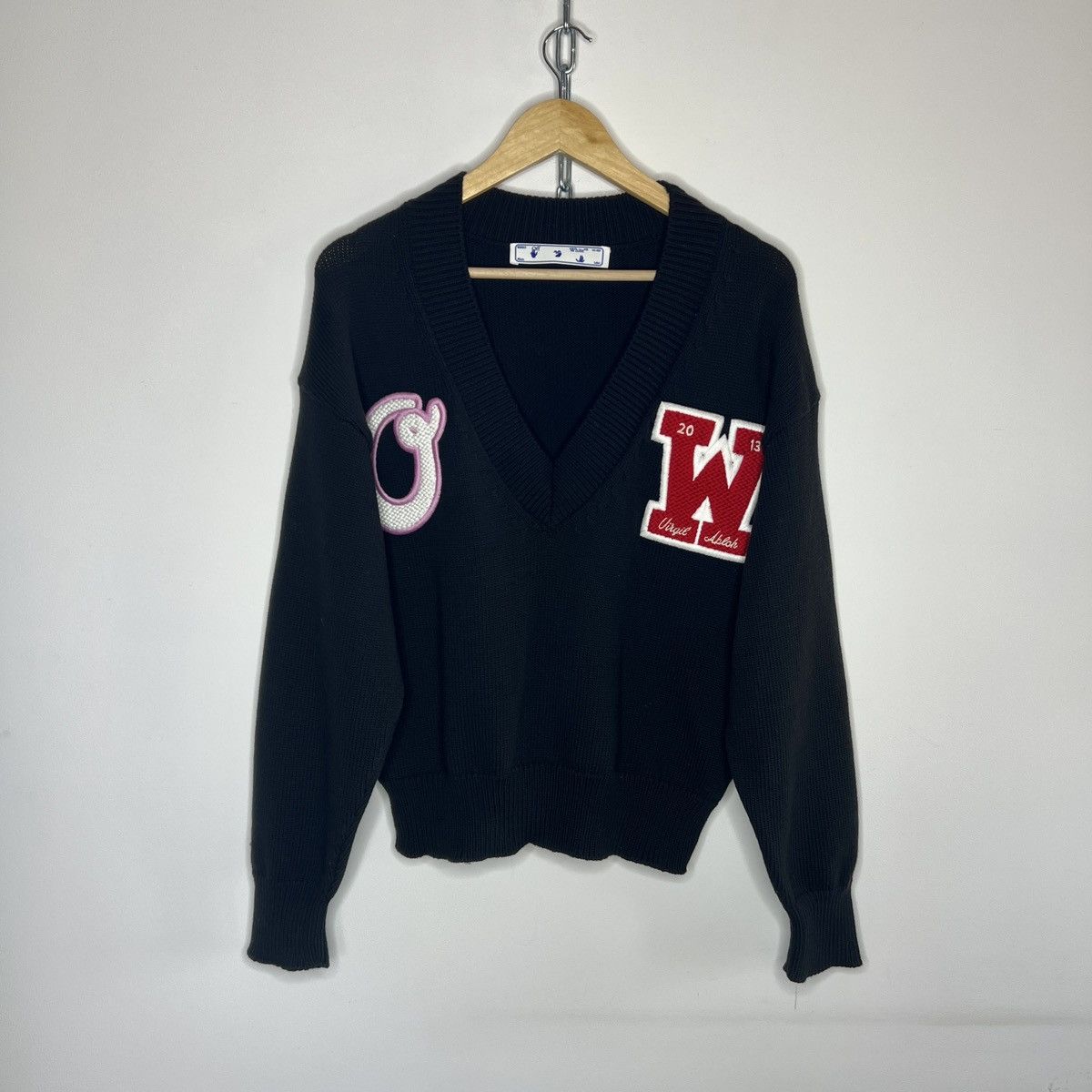 Off-White Off White Black Boxy Sweater Jumper Knitwear Embroidered Size M / US 6-8 / IT 42-44 - 1 Thumbnail