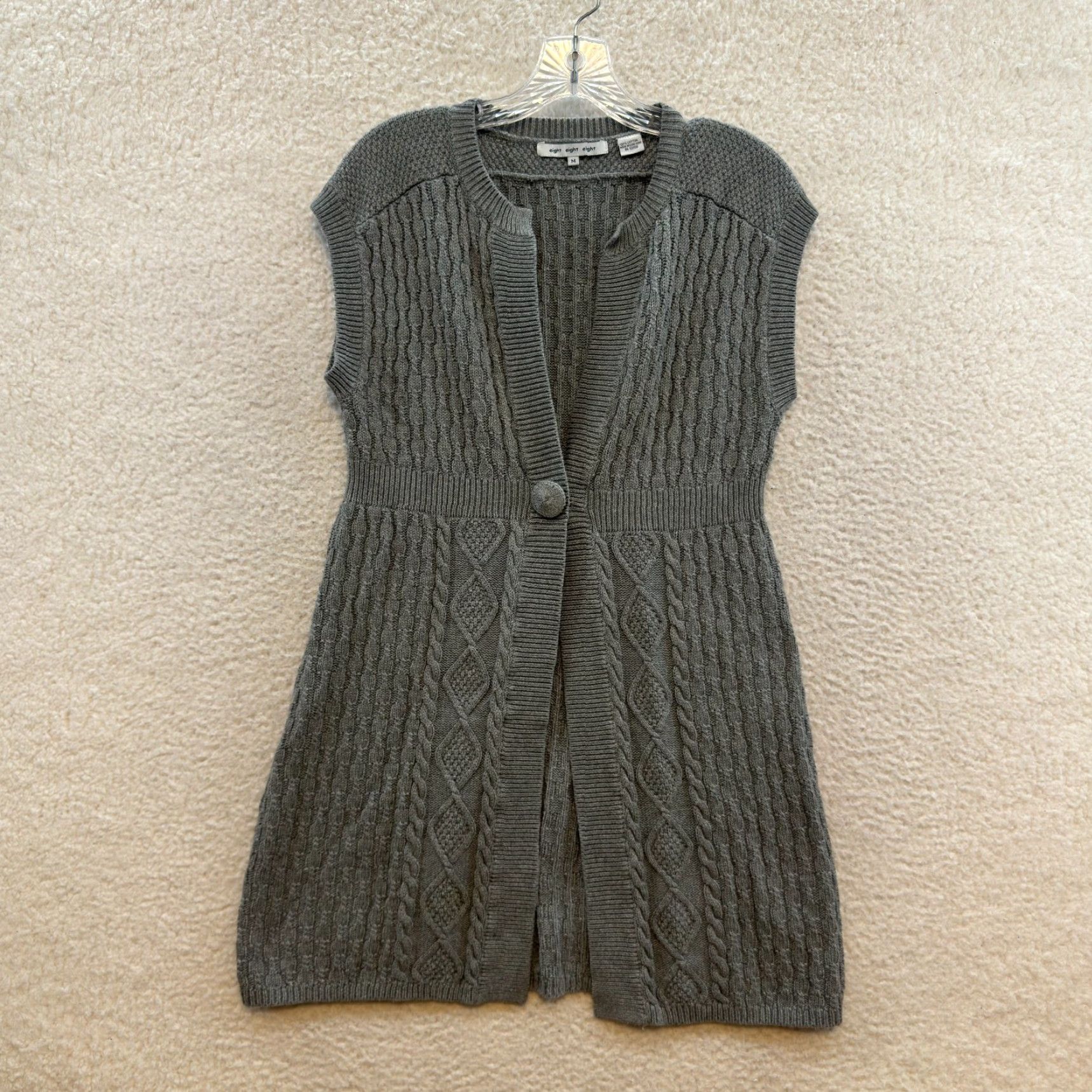 Vintage VINTAGE Y2K Sweater Top Cardigan Long Tunic Cable Knit Grunge Boho M Grey/Cotton Eight Eight Eight Mens Size M / US 6-8 / IT 42-44 - 2 Thumbnail