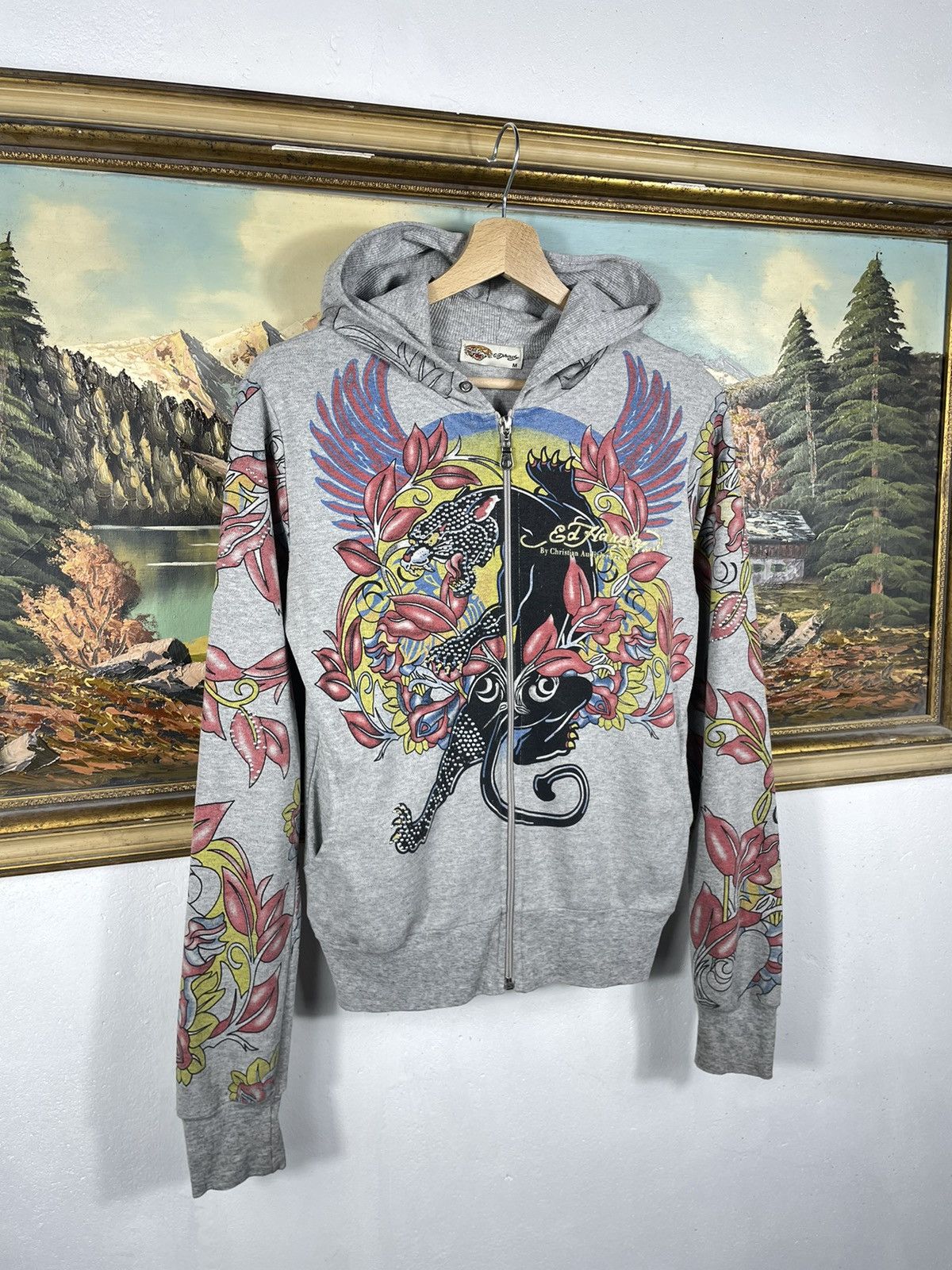 Christian Audigier × Ed Hardy × Vintage Ed Hardy x Christian Audigier Retro 00s Hoodie With Crystals Size M / US 6-8 / IT 42-44 - 2 Thumbnail
