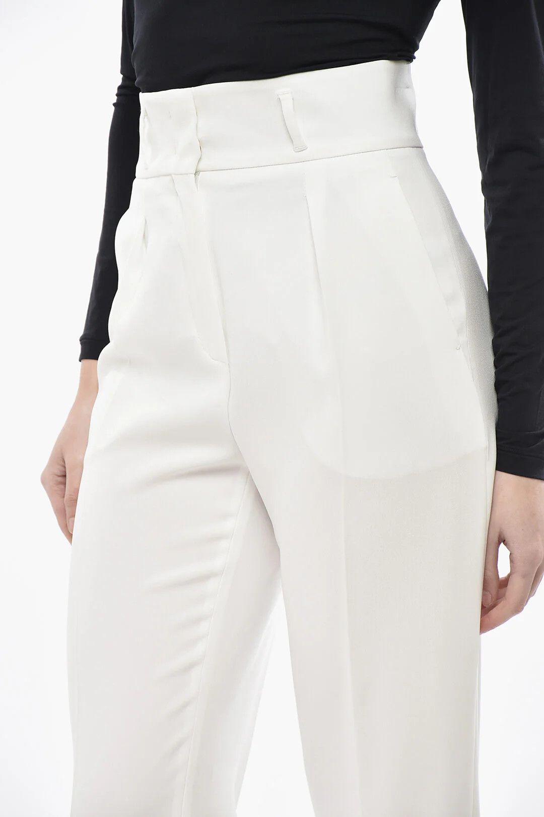 Max Mara og1mm0426 High-Waist 1-Pleat Pant in White Size 27" / US 4 / IT 40 - 3 Thumbnail