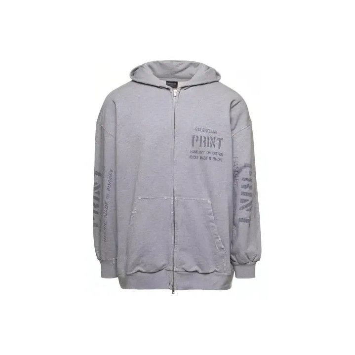 Balenciaga Balenciaga FW23 Gray Letter Print Hoodie Size US L / EU 52-54 / 3 - 1 Thumbnail