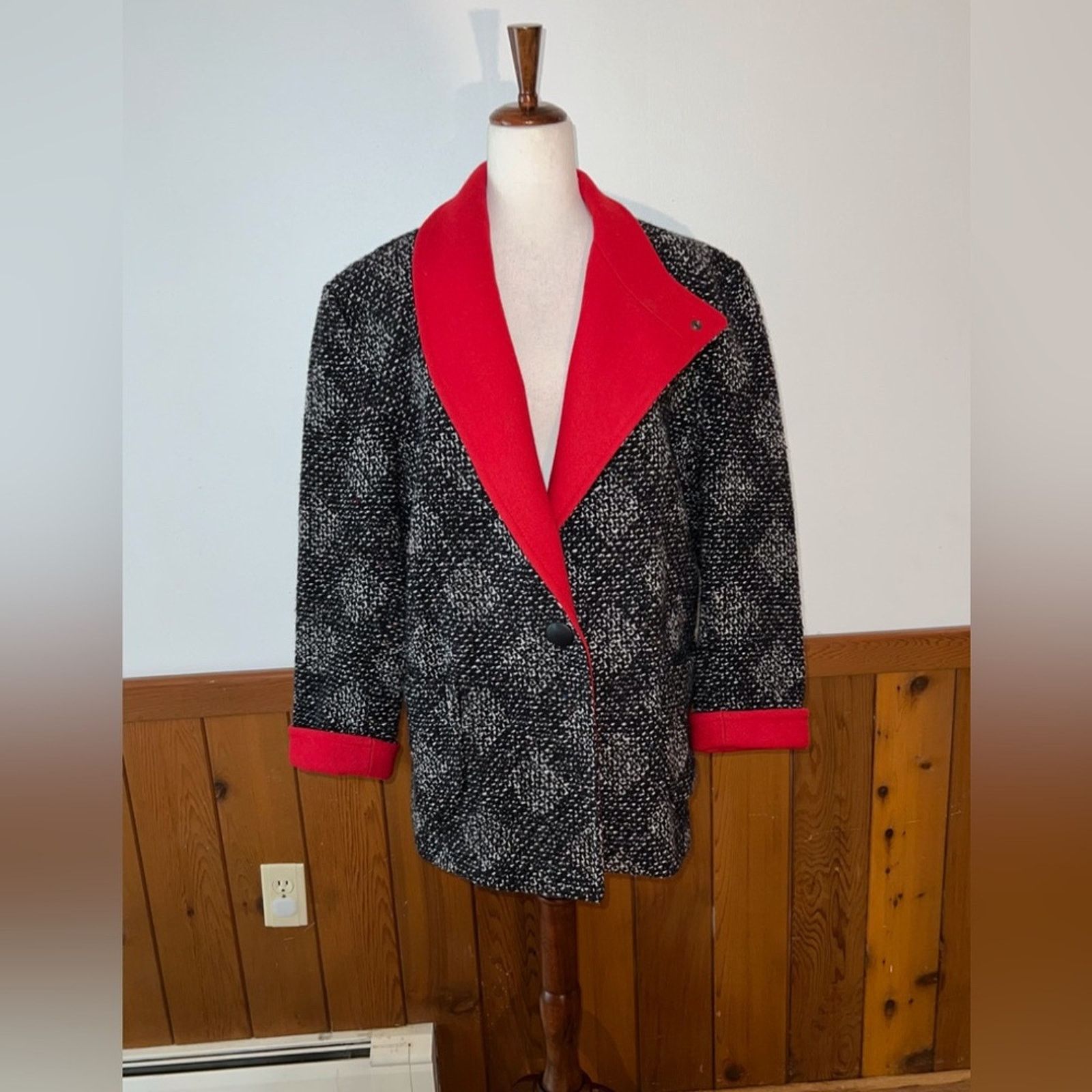 Vintage Awesome Vintage 1980s/90s Outer Scene Wool Tweed Coat! Size M / US 6-8 / IT 42-44 - 1 Thumbnail