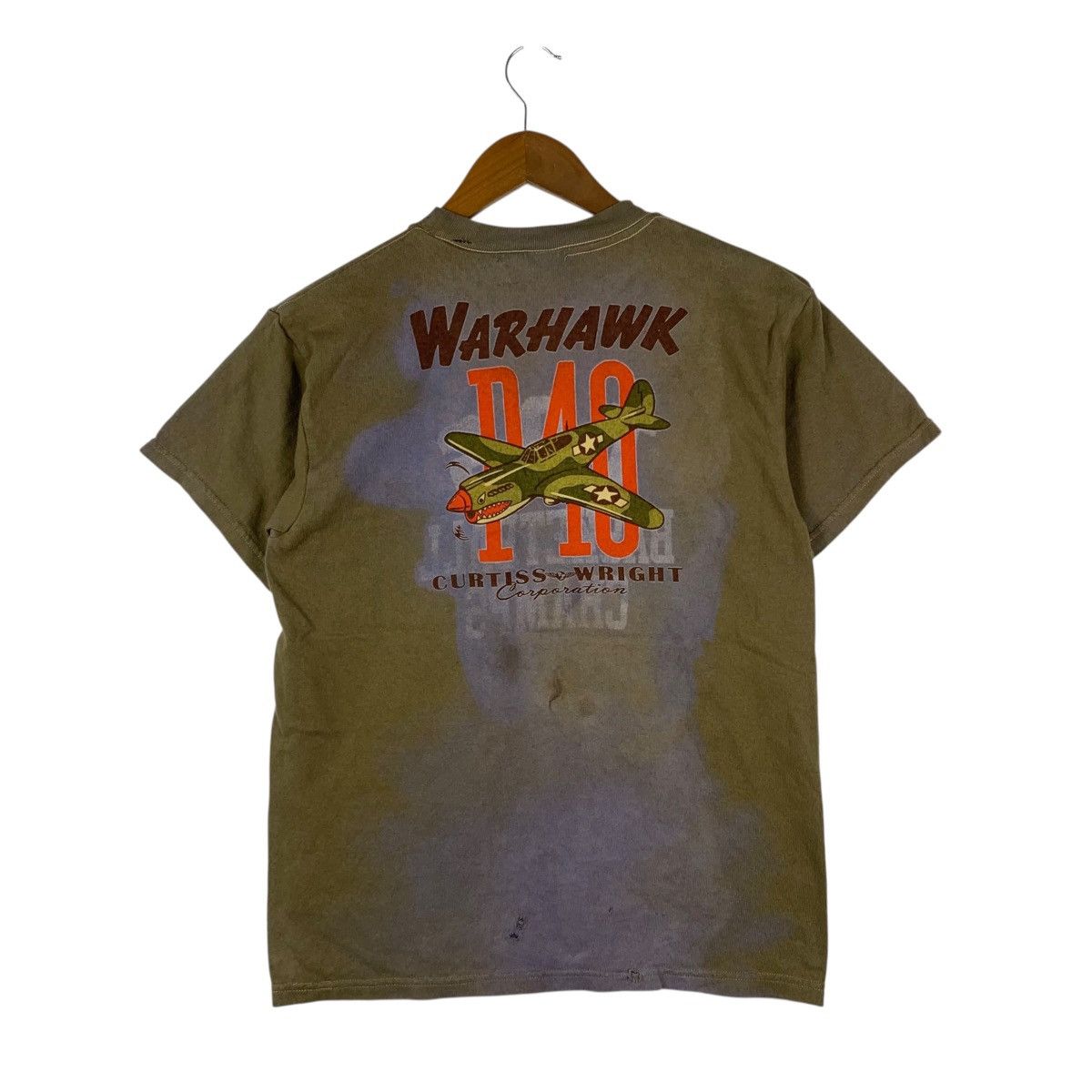 Vintage Vintage CURTIS WRIGHT P40 WARHAWK Jet Fighter Army TShirt Size US S / EU 44-46 / 1 - 1 Thumbnail