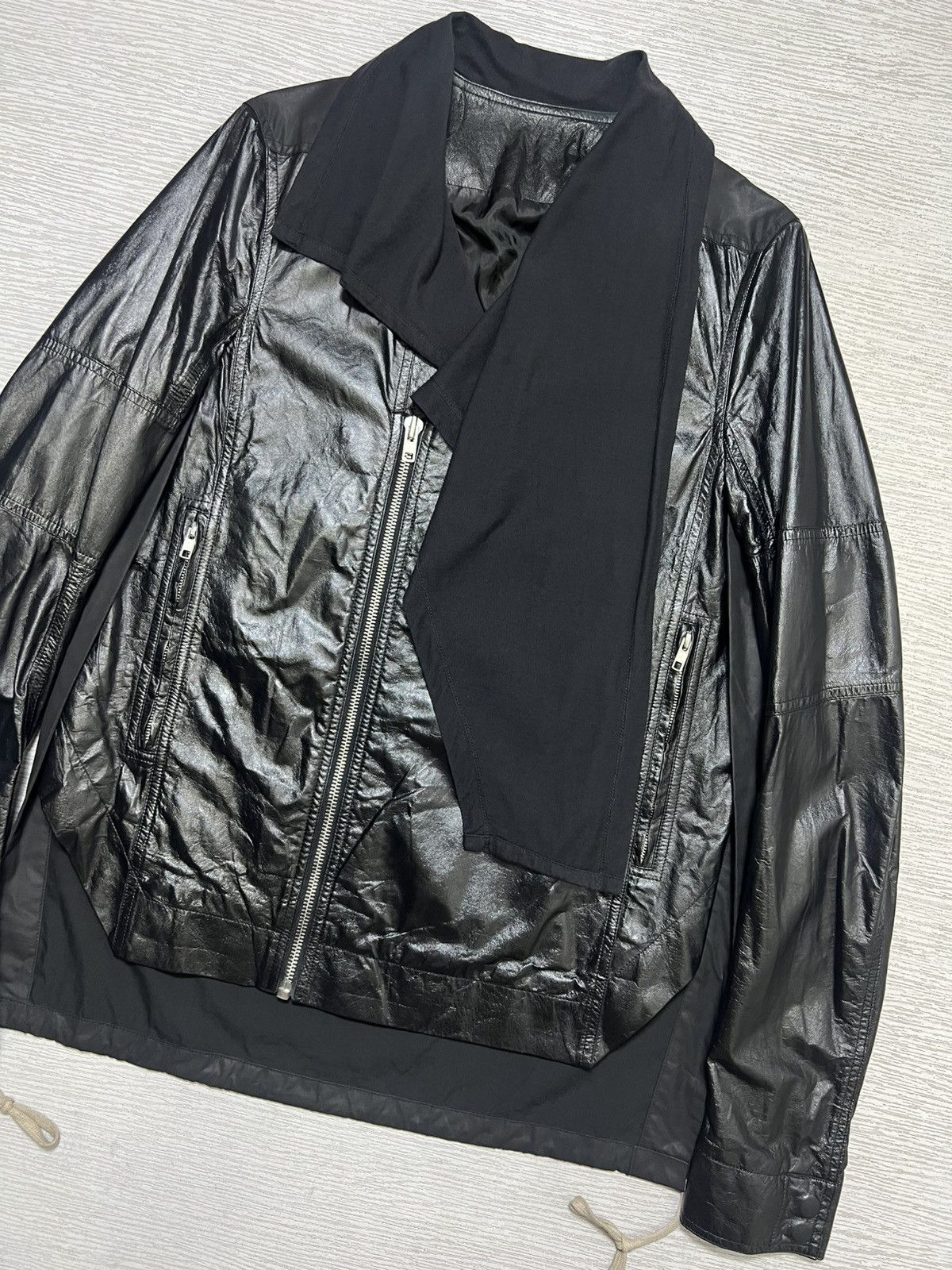 Rick Owens Rick Owens - S/S 15’ - Sliced Leather Biker Jacket Size US M / EU 48-50 / 2 - 8 Thumbnail