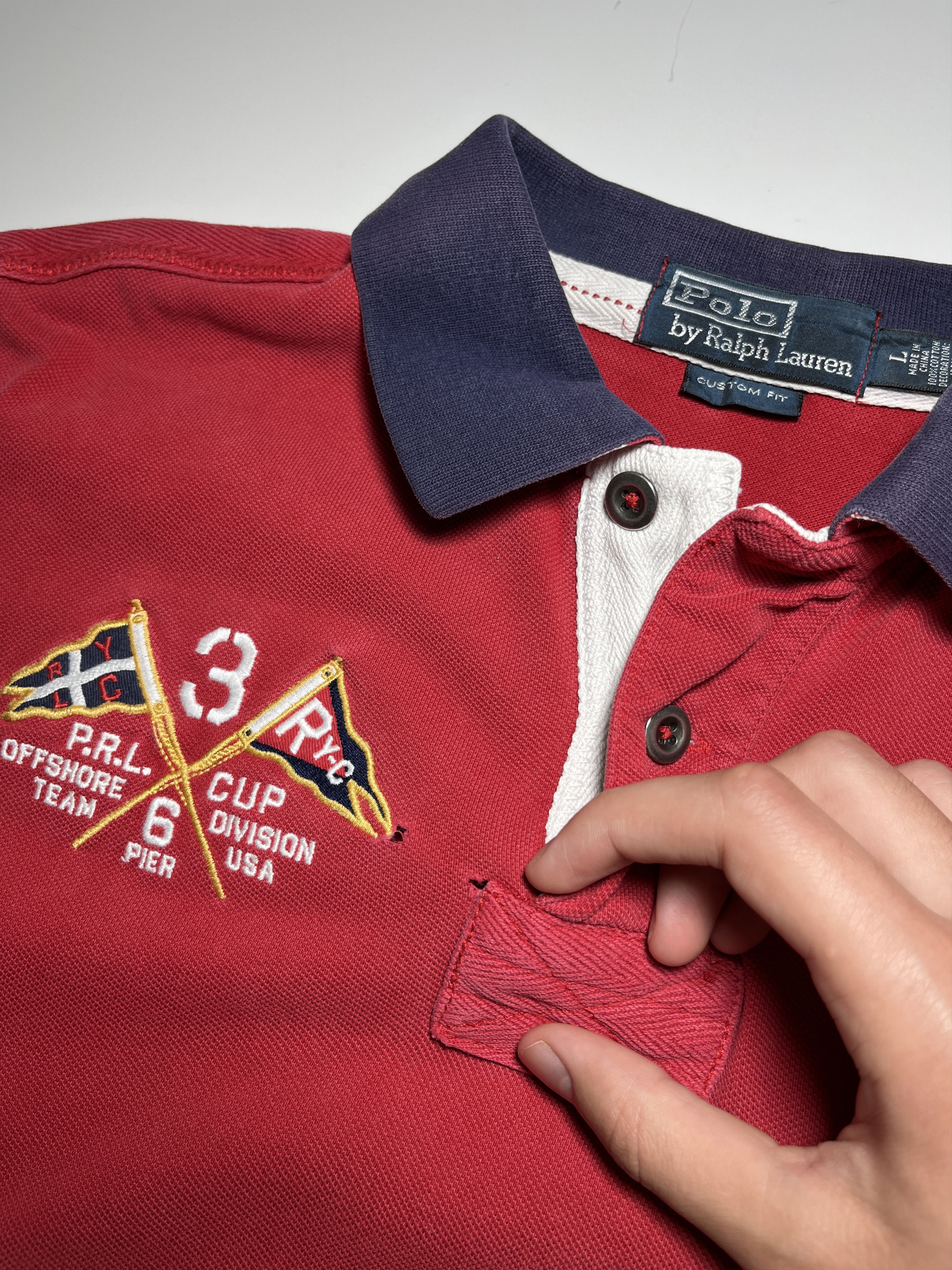 Polo Ralph Lauren Distressed Polo Ralph Lauren #3 United States Team Shirt Size US L / EU 52-54 / 3 - 12 Thumbnail