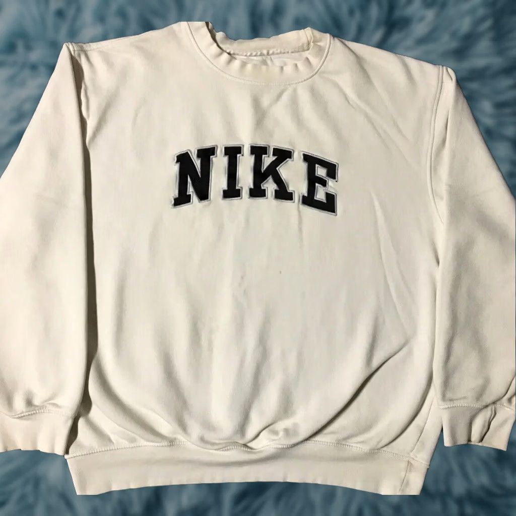 Nike VINTAGE Nike Faded Boxy Fit Spellout Sweatshirt Hoodie Men L White Grunge Swoosh 90s Rap Skate Boxy Fit USA Logo Nike Sportswear Size US L / EU 52-54 / 3 - 1 Thumbnail