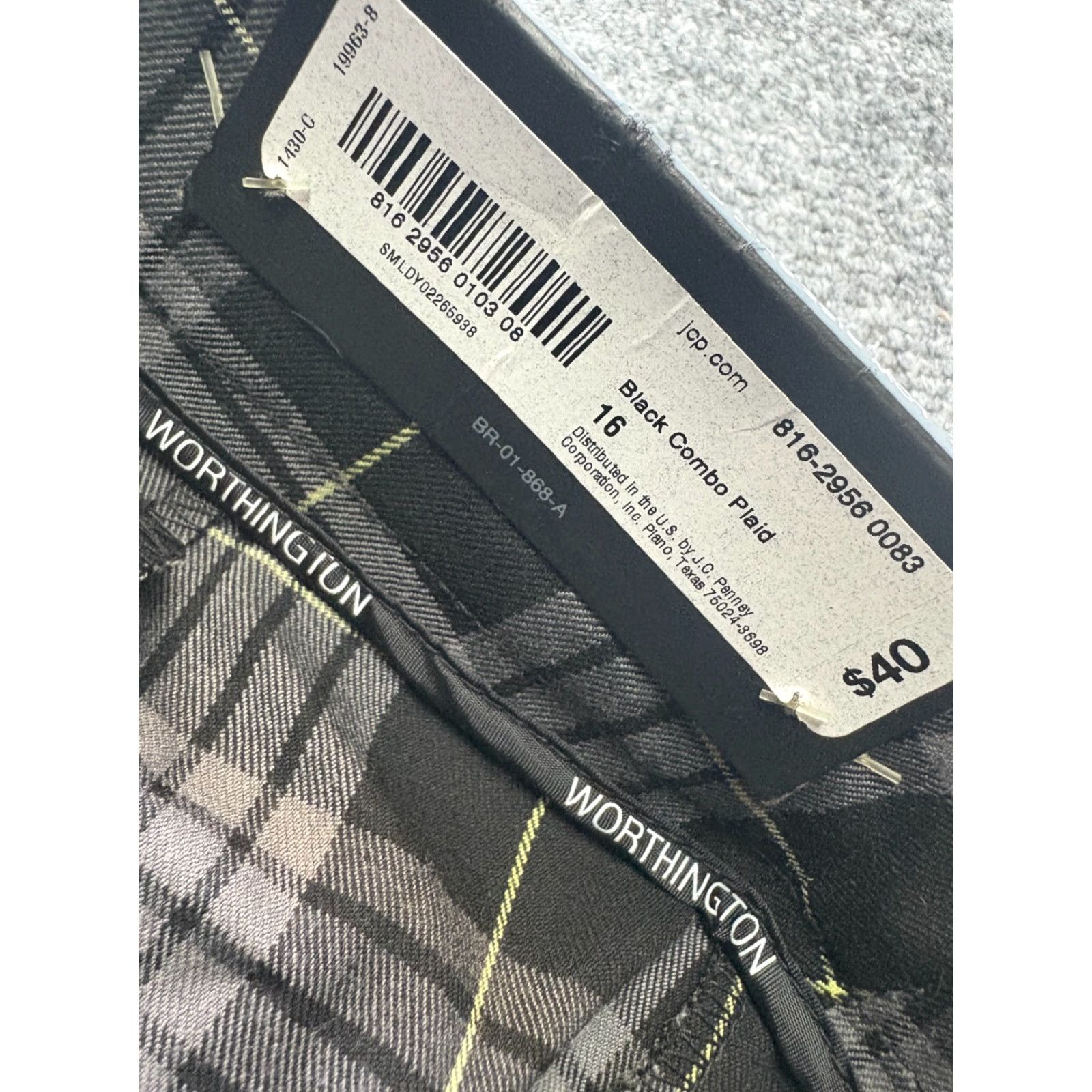 Worthington Worthington Pants Womens 16 Black Combo Plaid Low Rise Slim Fir Slim Leg NEW Size 38" / US 16 / IT 52 - 4 Thumbnail