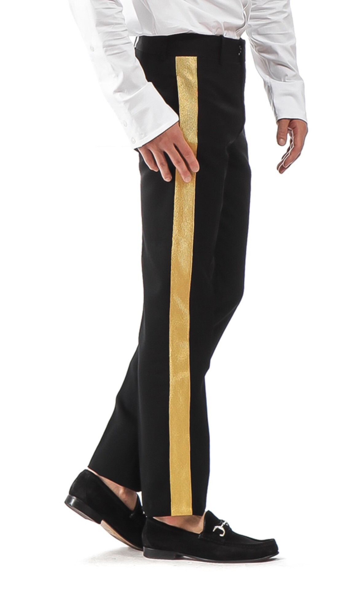 Alexander McQueen Alexander McQueen Gold Trim Trousers 48 Size US 32 / EU 48 - 1 Thumbnail