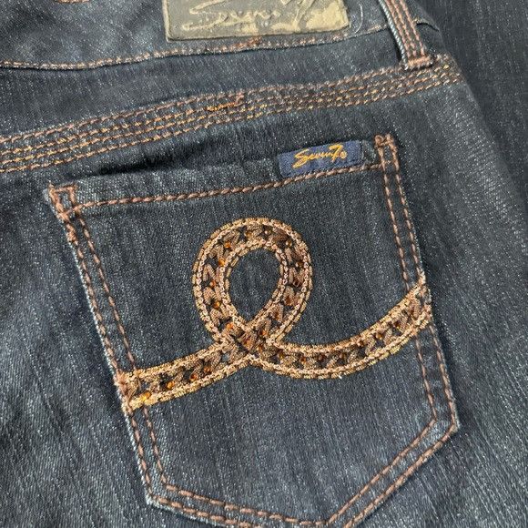 Seven 7 Seven7 For All Man Kind Women’s Indigo Bootcut Jeans Sz 10 Size 28" / US 6 / IT 42 - 6 Thumbnail