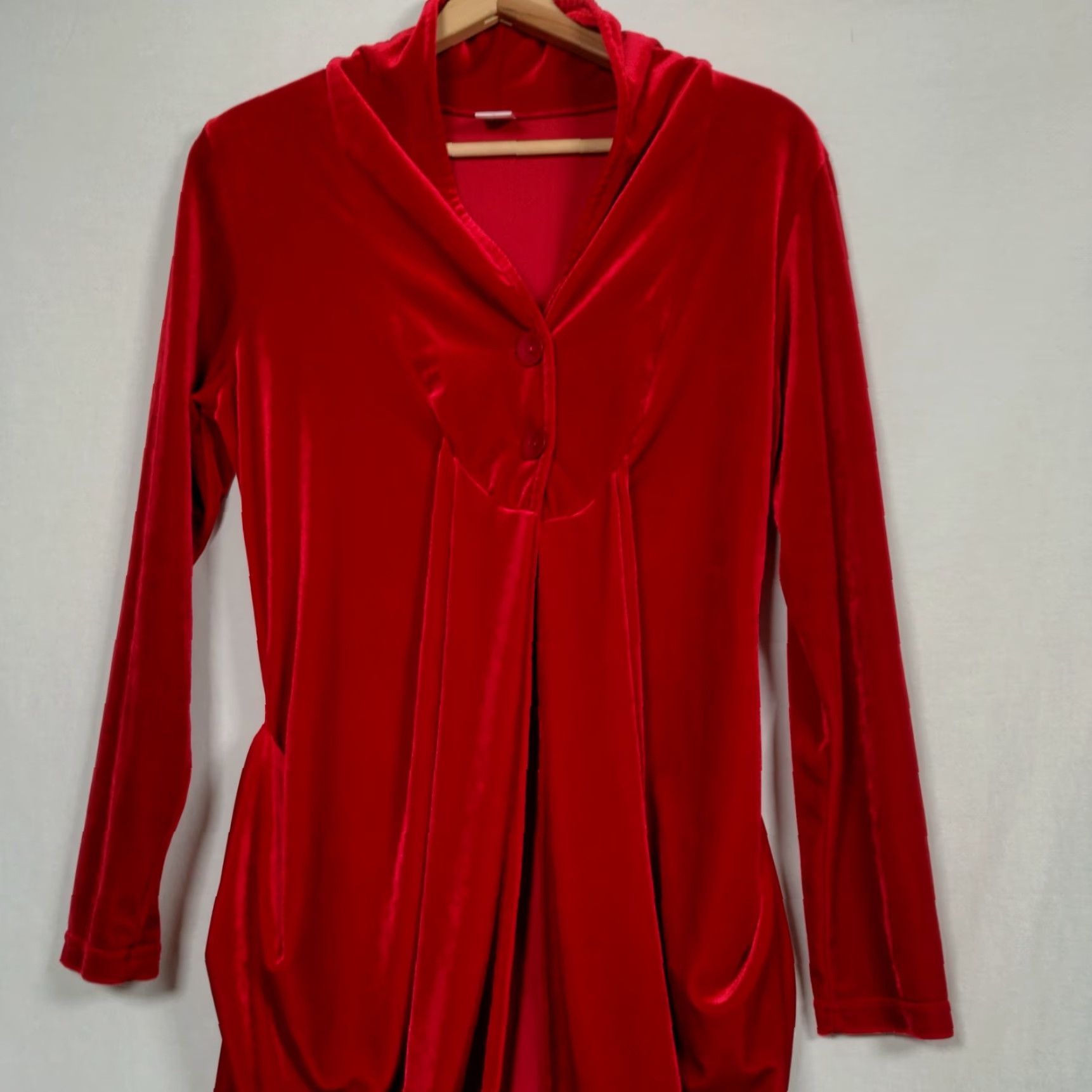 Velour Vintage Magdalena Velour Duster Shirt Y2K Red Whimsigoth Renaissance Vampire Size S / US 4 / IT 40 - 6 Thumbnail
