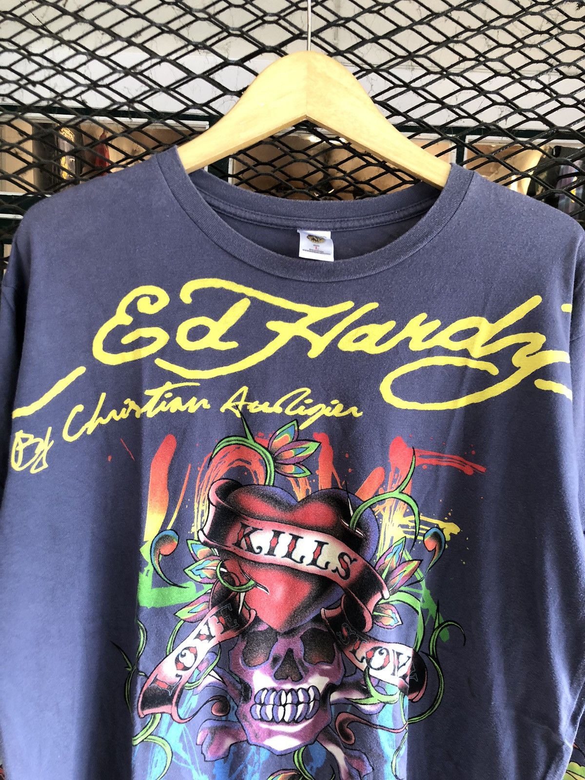 Ed Hardy × Japanese Brand × Vintage ED HARDY CHRISTIAN AUDIGIER “LOVE KILLS SLOWLY” LONG SLEEVE Size US L / EU 52-54 / 3 - 6 Thumbnail